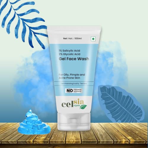 Organic Celsia Gel Face Wash for Oily, Acne-Prone Skin - 100ml | Gentle Cleanser for Pimple Control & Deep Pore Cleansing | Perfect for Daily Skincare Routine & Teen Acne Care