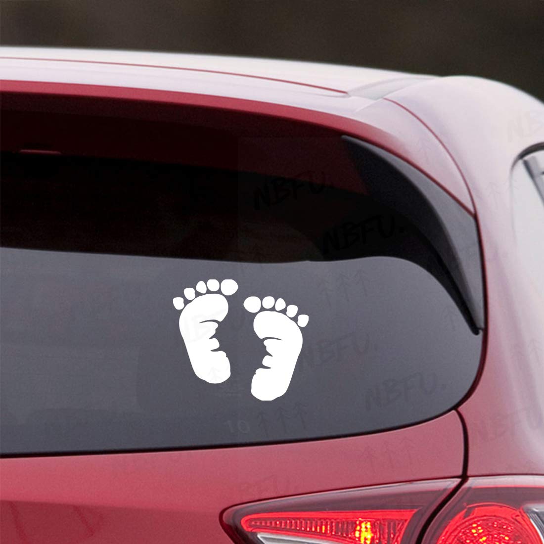 Premium Waterproof Vinyl Decal Stickers - Baby Footprints Silhouette (White, Set of 2) for Laptop, Phone, Helmet, Car Window, Mug & Wall Decor | Perfect for Nursery, Baby Shower Gifts & Home Decoration