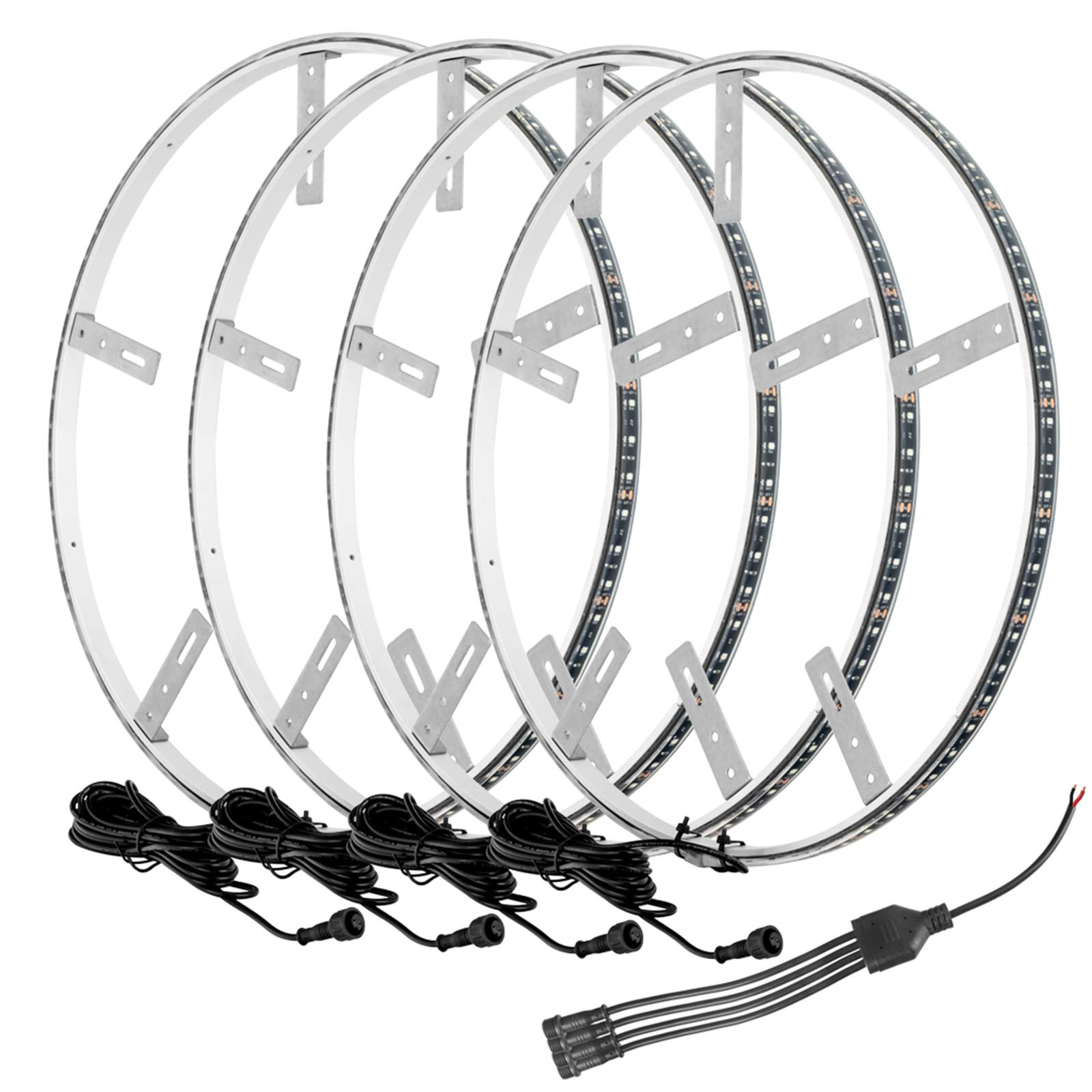 ORACLE LED Illuminated Wheel Rings - 4 Pack Red LED Wheel Lights for Cars & Trucks (Part #4215-003) - Customize Your Ride for Night Driving & Car Shows