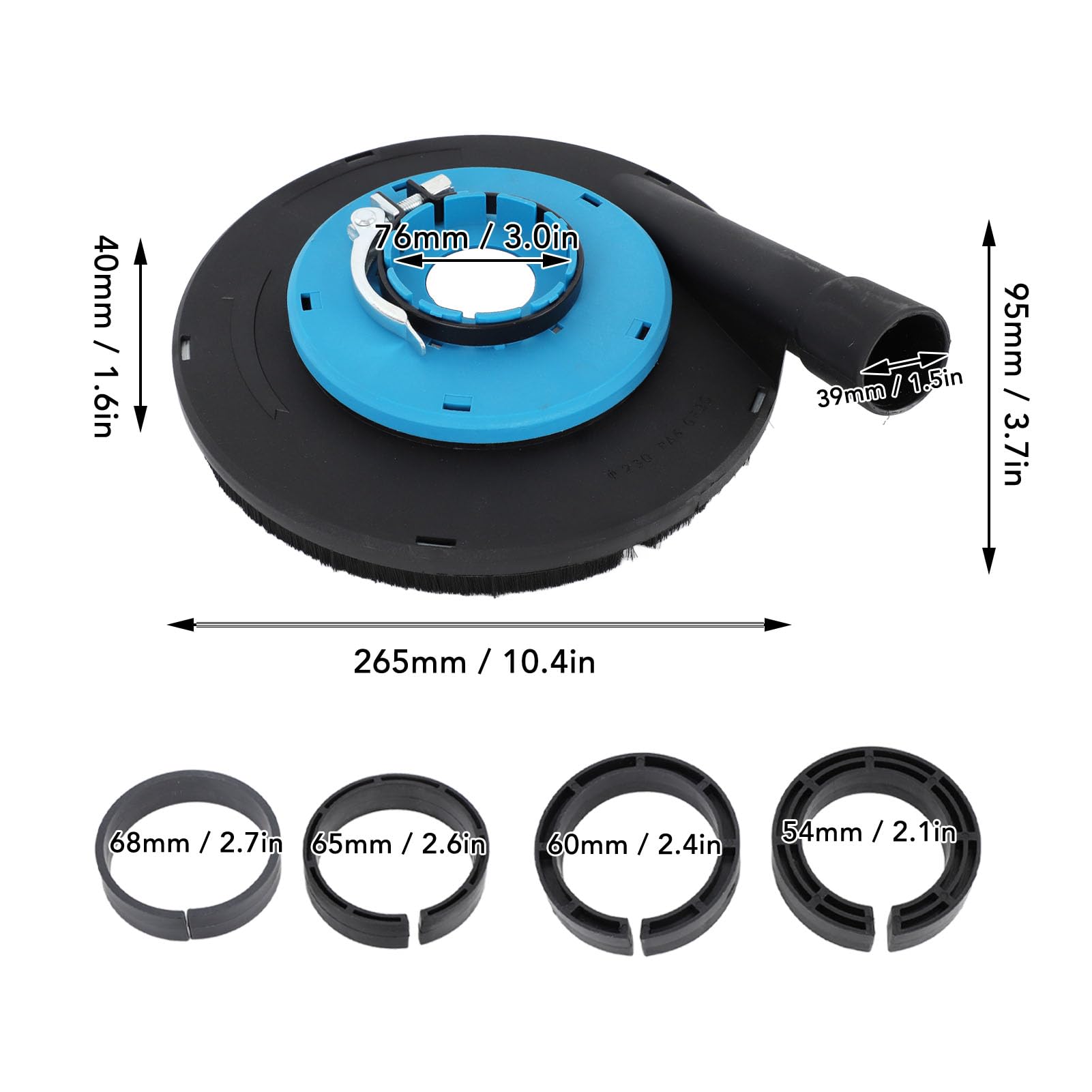 9 Inch Universal Angle Grinder Dust Shroud - Professional Grinding Cover for Hand Grinders (Blue & Black) - Perfect for Concrete, Metal, and Woodworking Projects