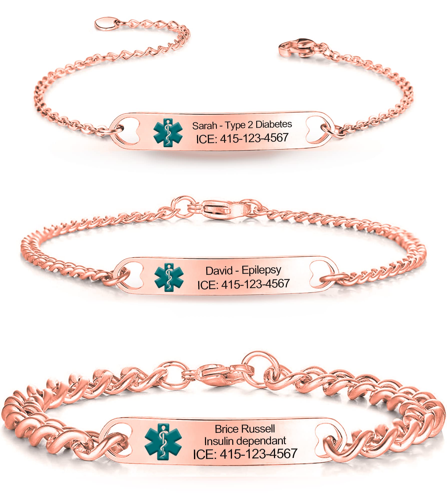 Personalized Stainless Steel Medical Alert Bracelet for Women & Men - Adjustable Emergency ID Wristband with Free Engraving - Perfect Gift for Mom, Dad & Seniors (Ideal for Diabetes, Allergies & Heart Conditions)