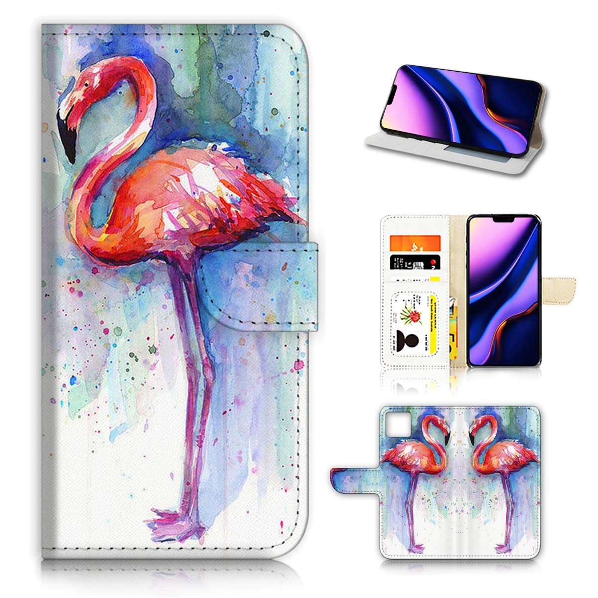 Premium Flip Wallet Phone Case for iPhone 11 Pro Max - Artistic Flamingo Design (A21758) | Stylish Protective Cover with Card Slots | Perfect for Everyday Use, Travel & Business Meetings