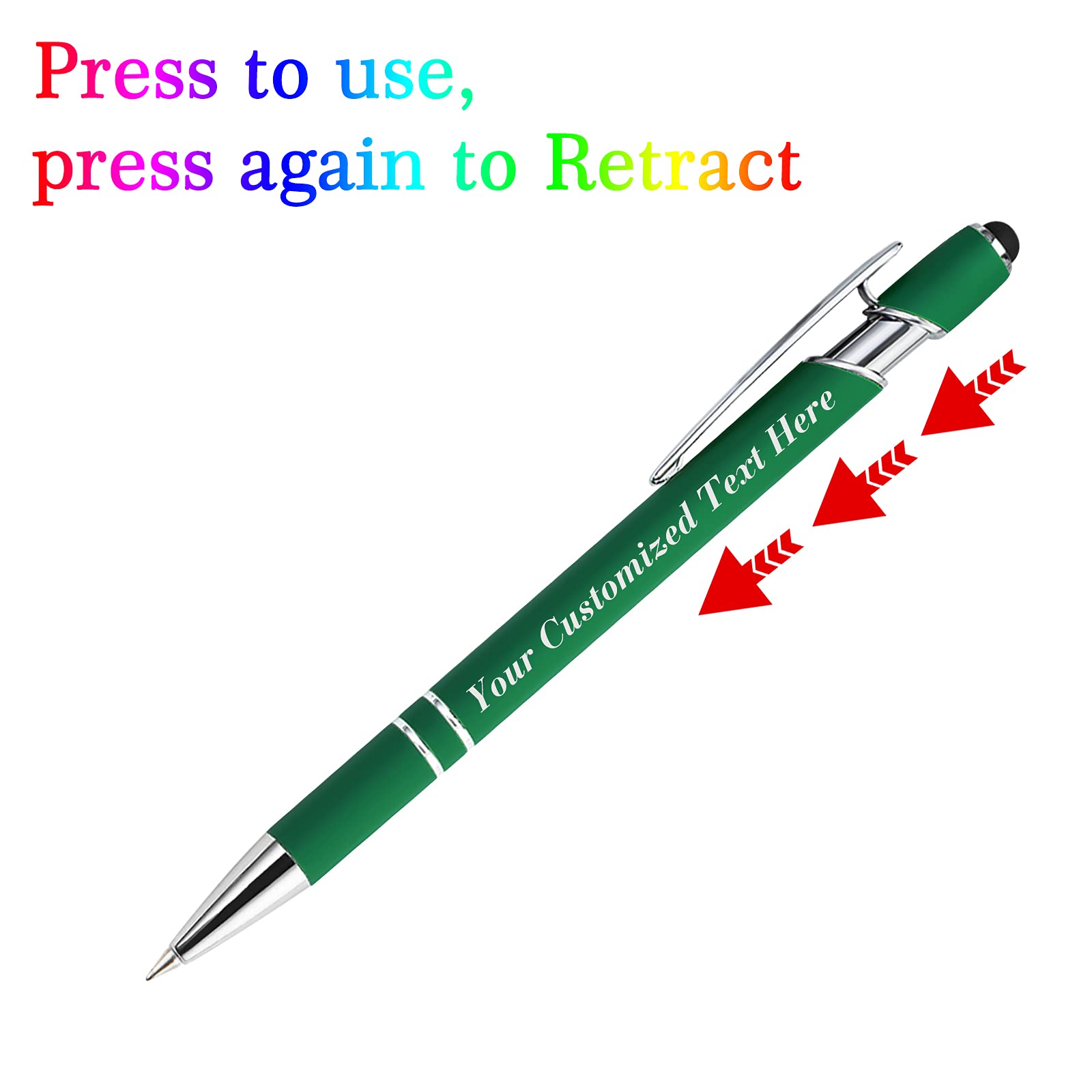 Custom Engraved Pens with Name - 0.5mm Stylus Ballpoint Pen for Office, School & Business (150PCS, Dark Green) - Perfect Personalized Gifts for Men & Women, Corporate Promotions & Everyday Writing