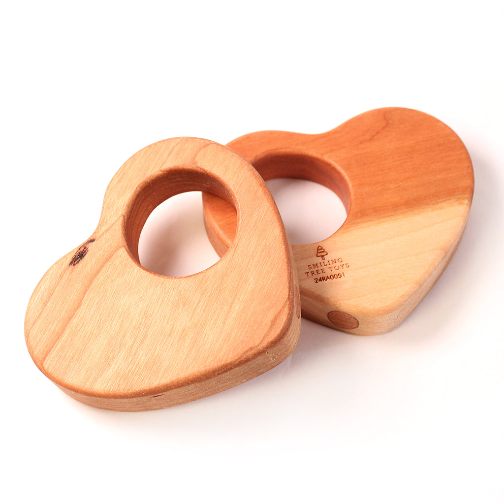 Imperfect Heart Rattle - Wooden Baby Teether Toy for Soothing Teething Pain | Safe & Natural Infant Chew Toy for Newborns & Toddlers | Perfect for Playtime, Sensory Development & Baby Shower Gifts