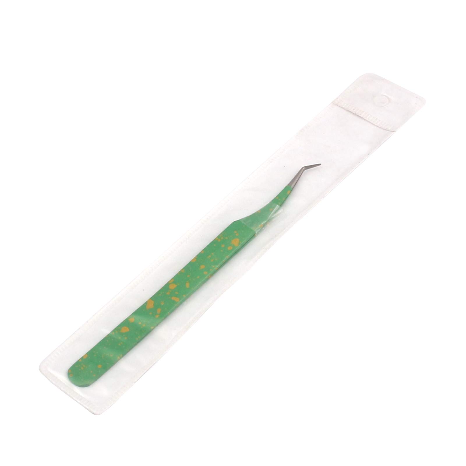 2 Pack Straight & Curved Eyelash Extension Tweezers - Professional Stainless Steel Lash Application Tools (Green & Yellow) for Salon, Home Use & DIY Beauty