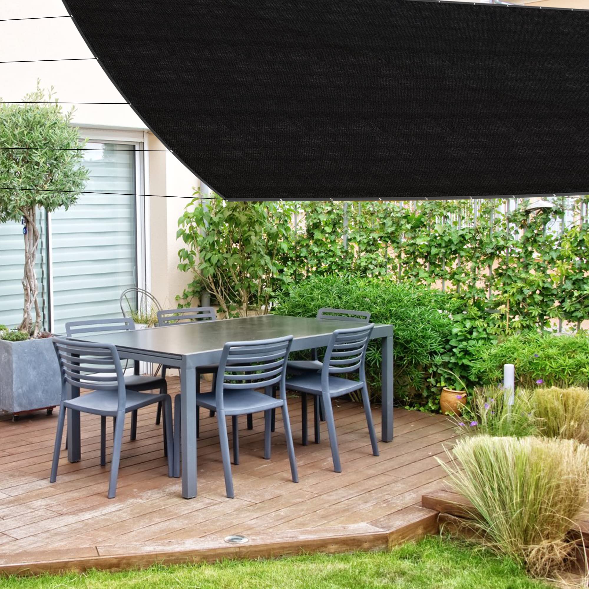 SPORTYOUTH 70% Shade Cloth - 10x20 ft Black UV Resistant Sunblock Mesh Tarp with Grommets | Heavy Duty HDPE Sun Shade Net for Garden, Greenhouse, Pergola, Patio, RV, Chicken Coop & Outdoor Canopy Protection