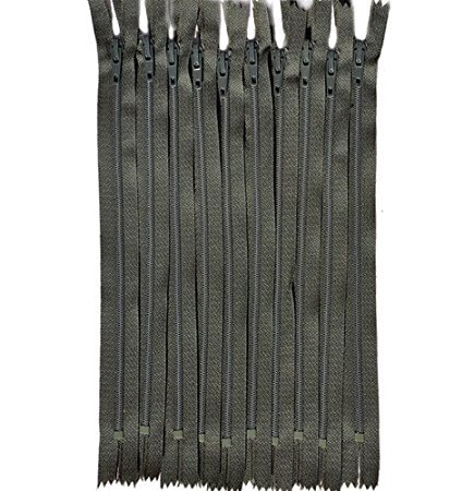 YKK #2.5 Nylon Coil Zipper 8 Inch - Closed End - Dark Olive Green (Pack of 10) - Perfect for Skirts, Dresses and DIY Fashion Projects