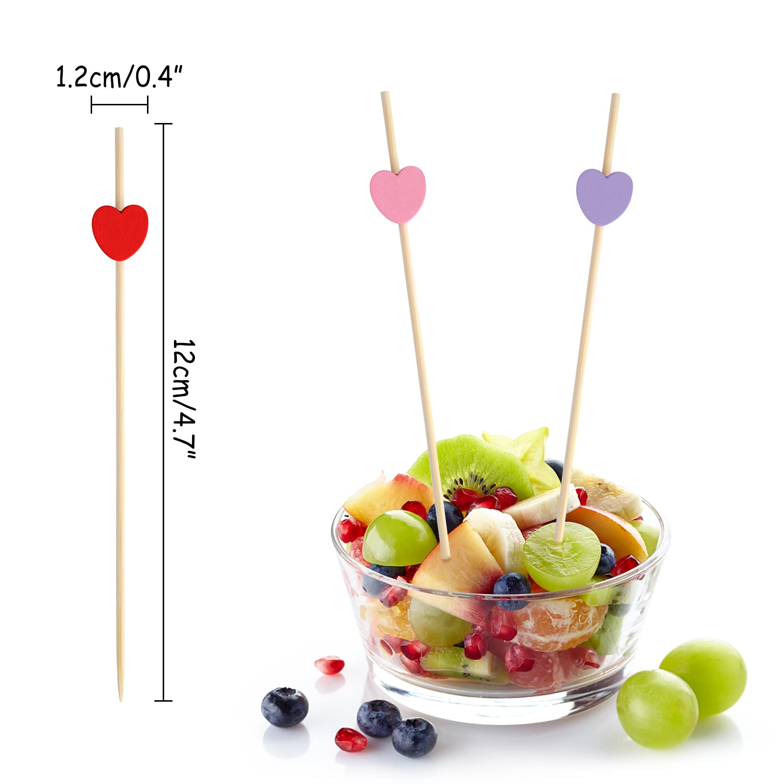 ELECLAND 300-Pack Wooden Heart Cocktail Picks - 4.7 Inch Valentine's Day Appetizer Forks for Party Decor, Fruit Skewers & Drink Garnishes | Perfect for Weddings, Bridal Showers & Romantic Dinner Decorations