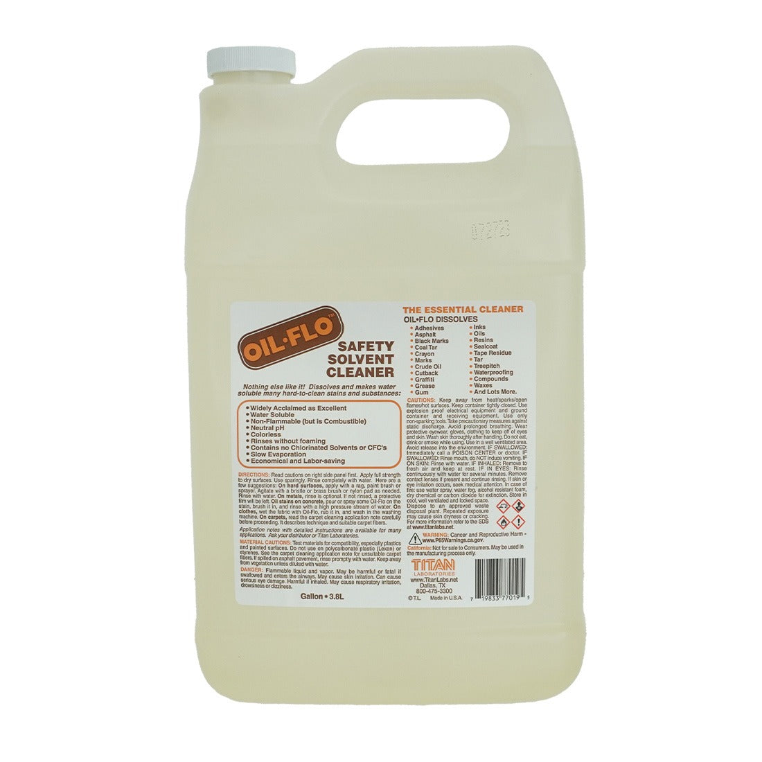 Titan Oil Flo Stain Remover - Powerful Degreaser for Clothes, Carpets & Upholstery | Removes Tough Grease, Oil & Food Stains | Ideal for Home, Garage & Restaurant Use