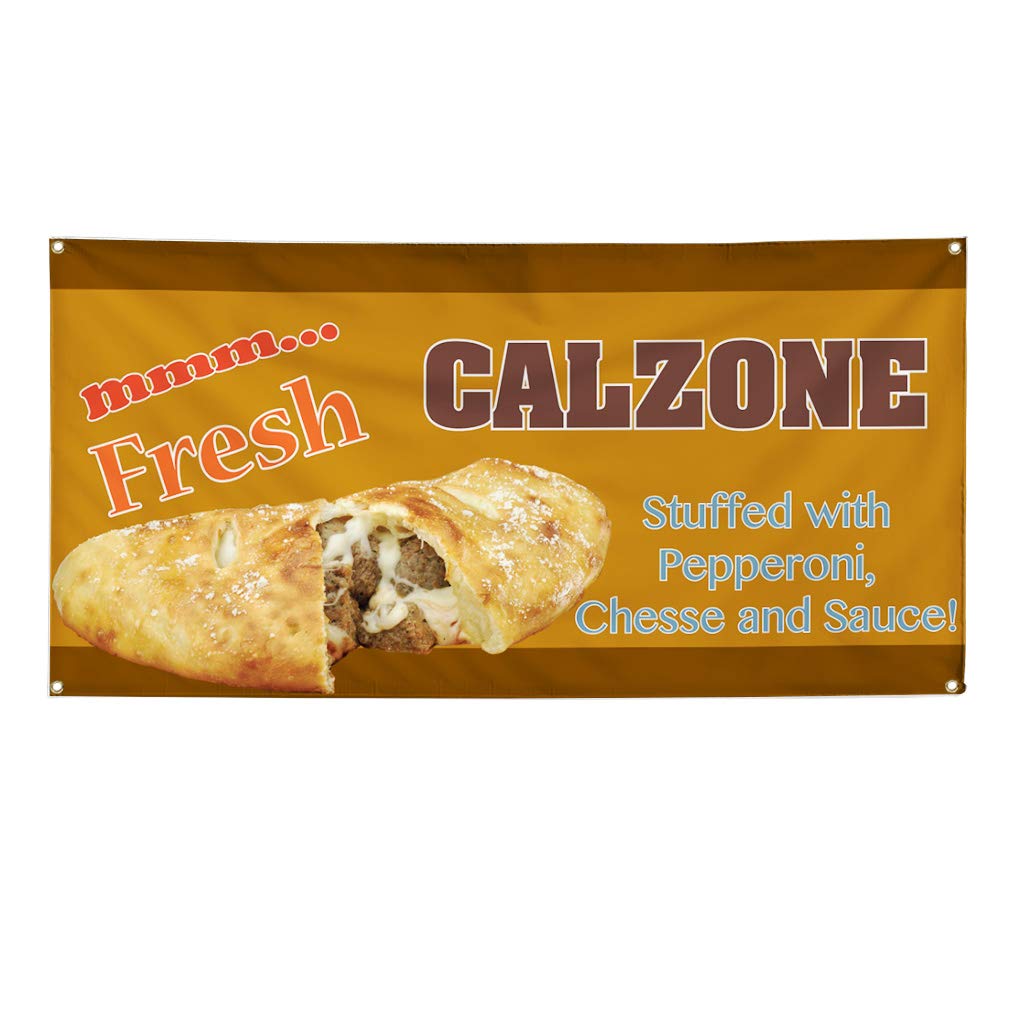 Custom Vinyl Banner - 48x96 Inches Weatherproof Outdoor Sign with 8 Grommets | Restaurant, Food & Industrial Use | Perfect for Pepperoni, Cheese & Sauces Promotion | Durable Yard Sign for Business Advertising