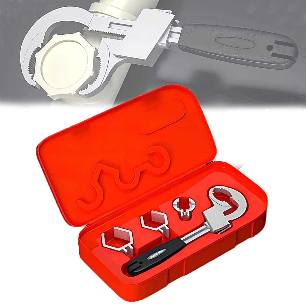 Universal Adjustable Double-Ended Wrench with 3 Card Slots - Multifunctional Plumbing Tool for Sanitary Ware & Pipe Installation - Perfect for Home Repairs, DIY Projects & Professional Use