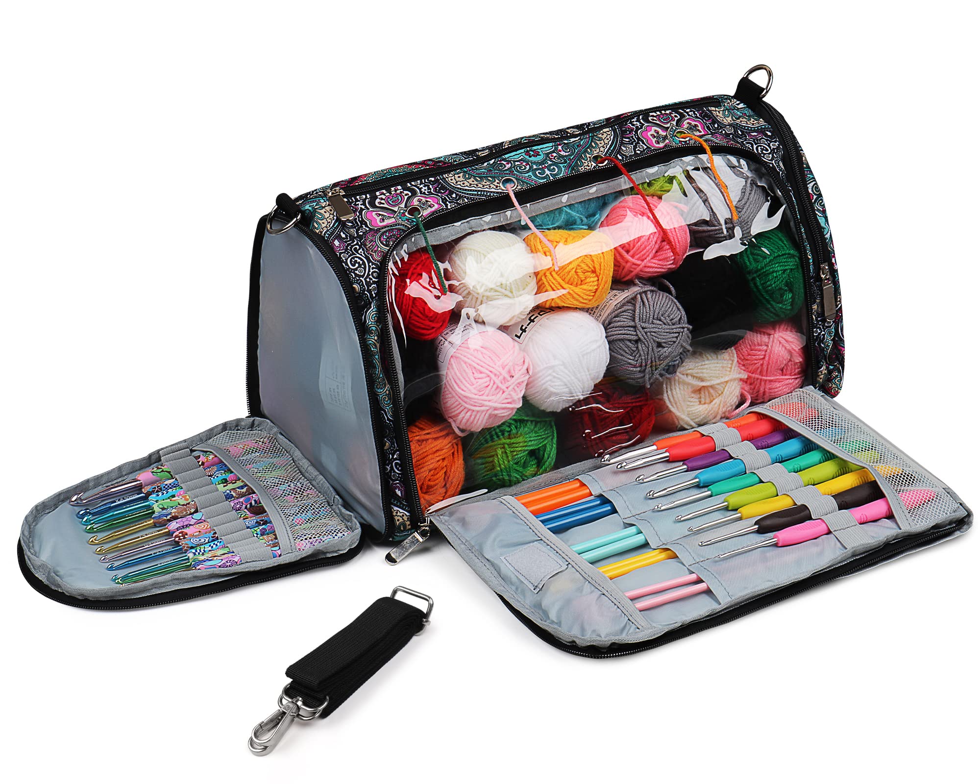Aeelike Extra Large Knitting Bag for Women - Yarn Storage Organizer with Multiple Compartments for Wool, Needles & Crochet Supplies | Perfect Travel Craft Bag for Knitting Enthusiasts & DIY Projects