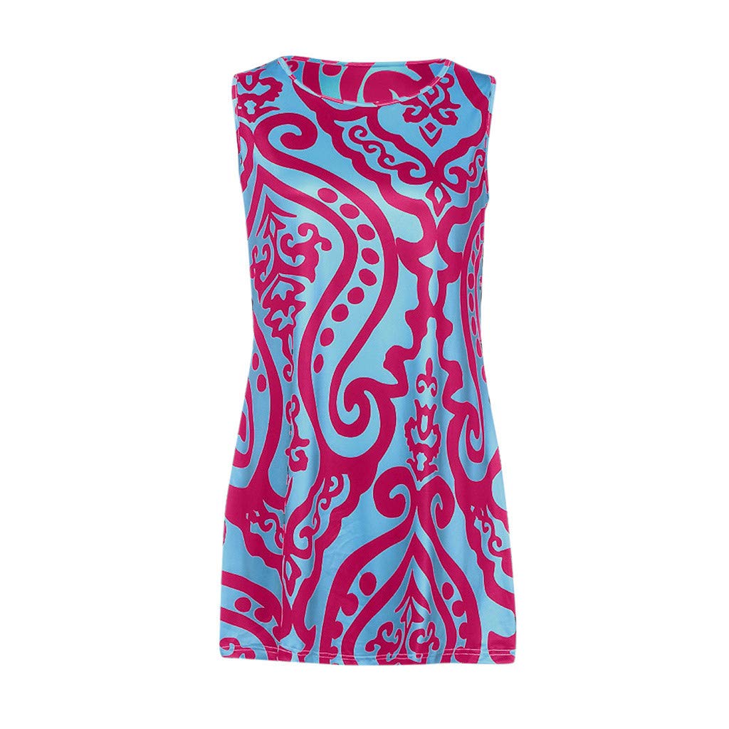 Vintage Boho Summer Dresses for Women - Sleeveless Beach Printed Short Mini Dress | Perfect for Beach Vacations, Pool Parties & Summer Outings