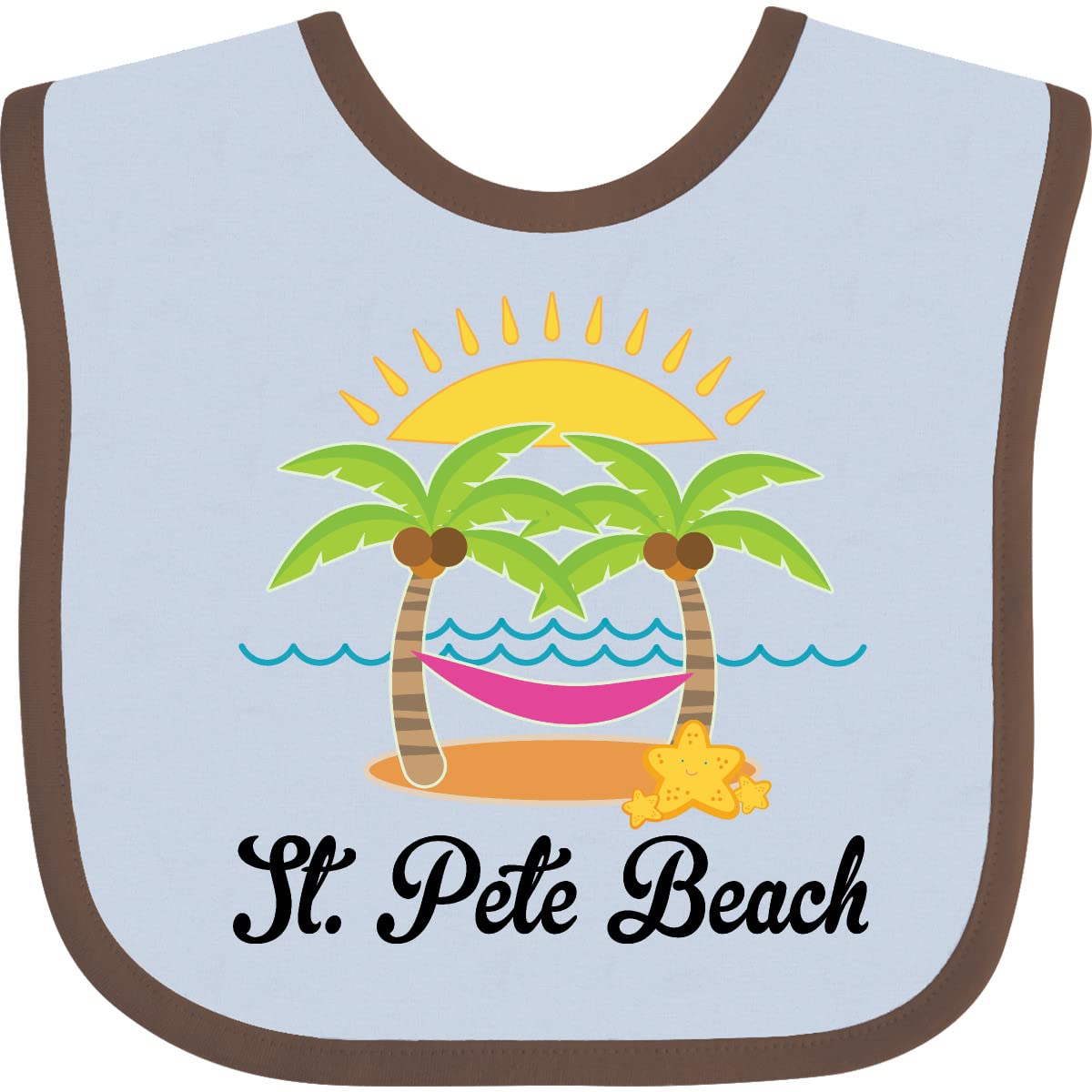 Inktastic St. Pete Beach Florida Vacation Baby Bib - Soft Cotton Drool Bib for Infants & Toddlers - Perfect for Beach Trips, Travel & Everyday Use
