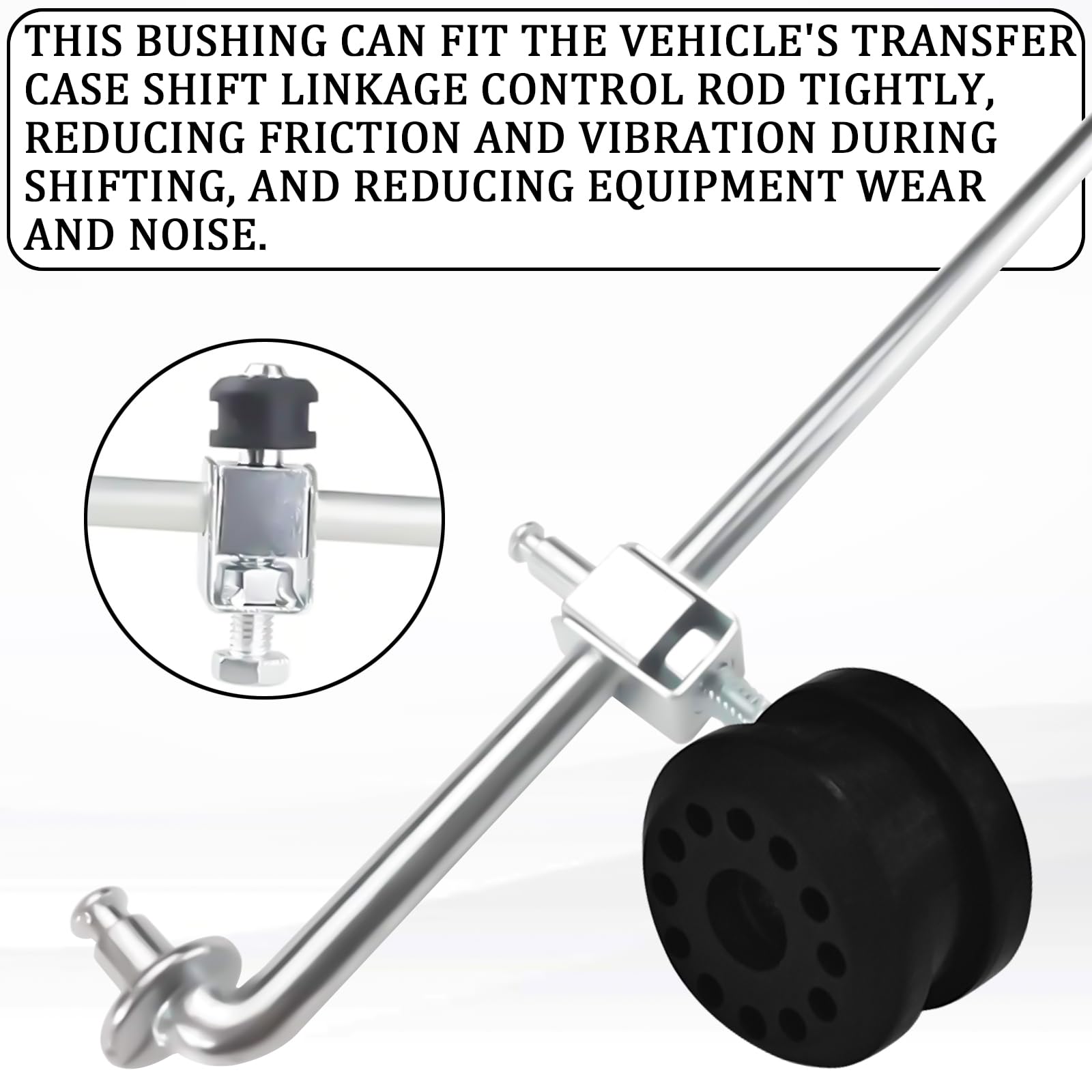 2PCS Transfer Case Shift Linkage Bushing Kit with 2 E-Clips - OEM#68078974AA 68078975AA Replacement for Dodge Ram 1500 2500 3500 - Fix Loose Shifting & Improve Gear Performance for Off-Road & Towing
