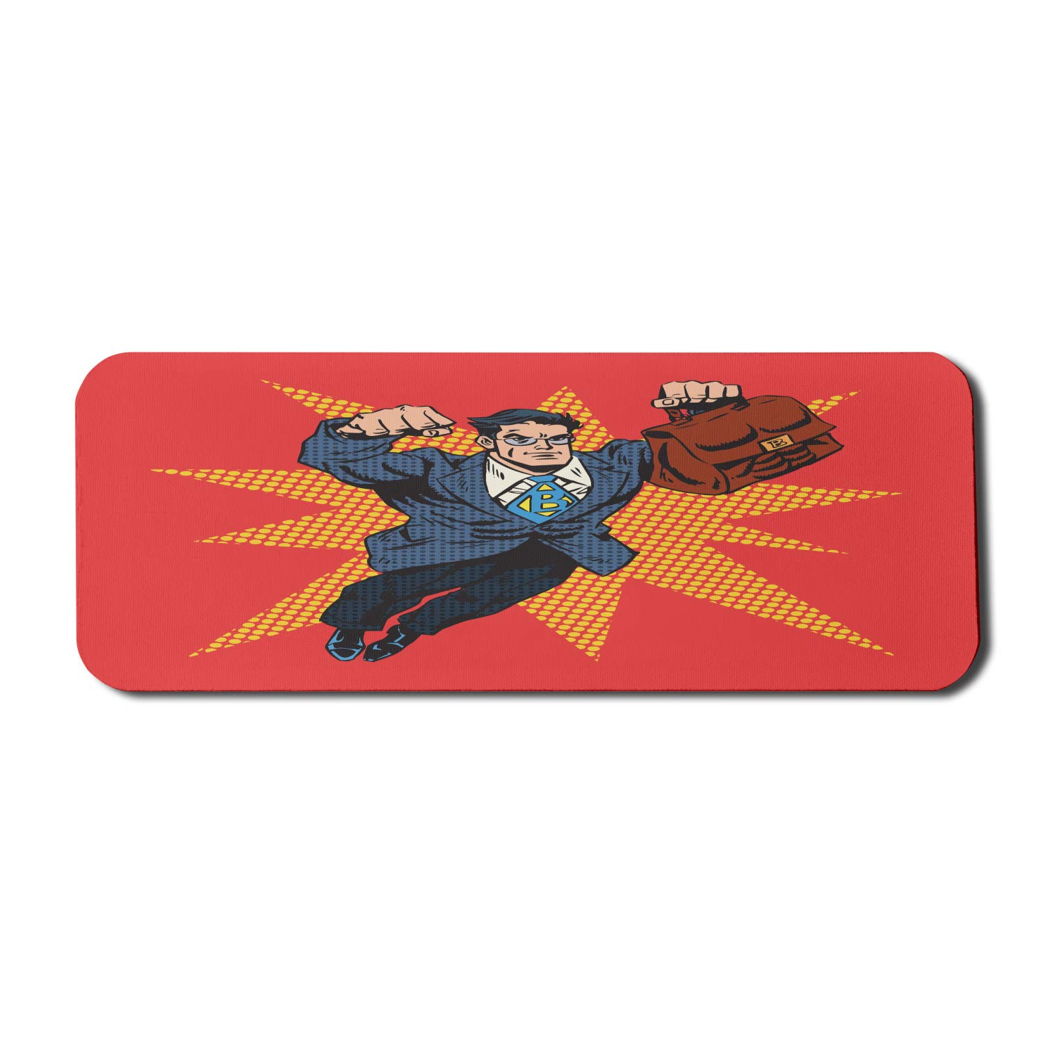 Retro Computer Mouse Pad - Superhero Businessman with Muscular Briefcase Pop Art Design | Non-Slip Large Gaming Mousepad 31