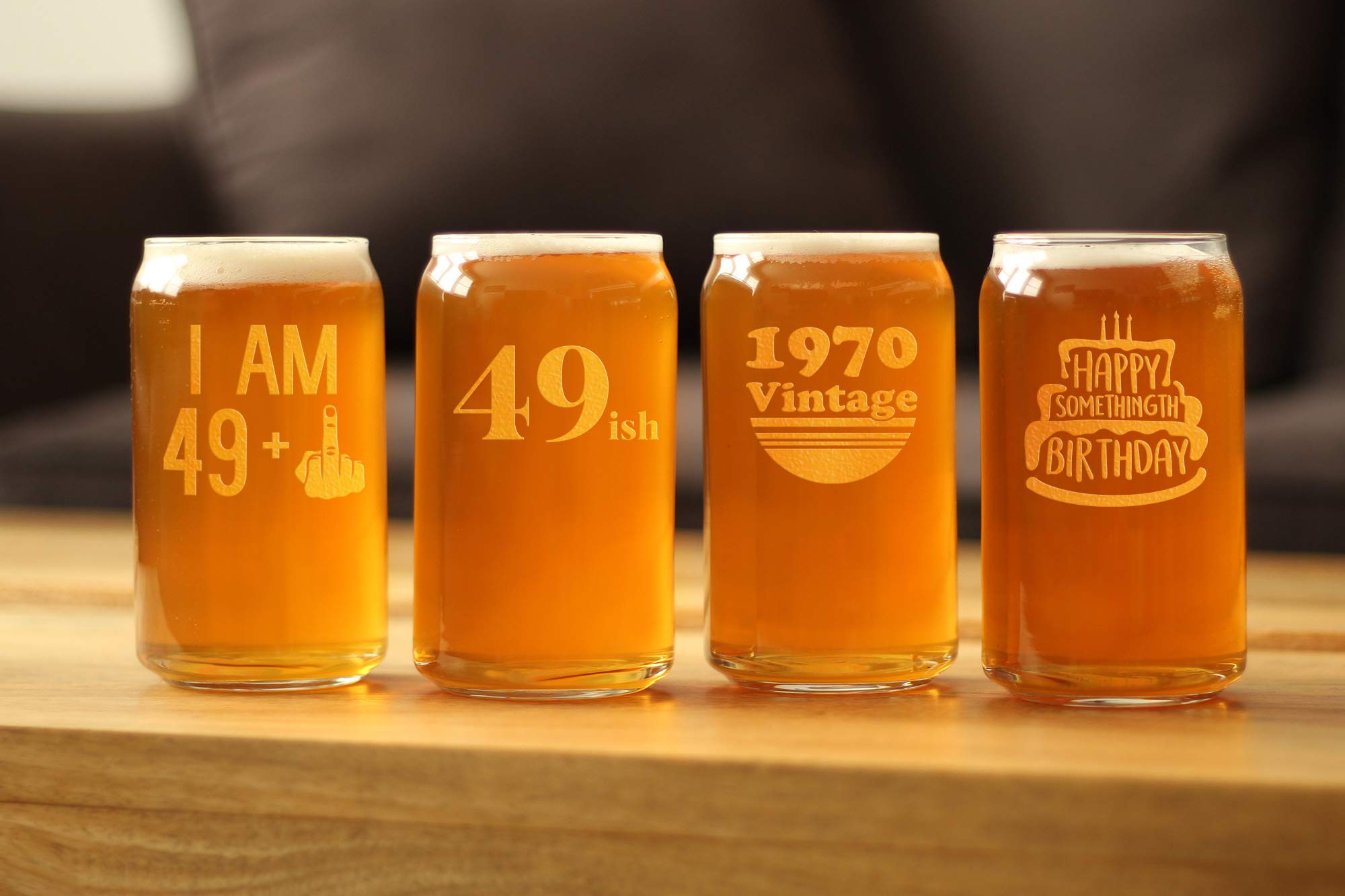 Funny 50th Birthday Gift - 'I Am 49 + 1' Middle Finger 16oz Beer Can Pint Glass - Humorous Present for Men & Women Turning 50 - Perfect for Birthday Parties & Milestone Celebrations