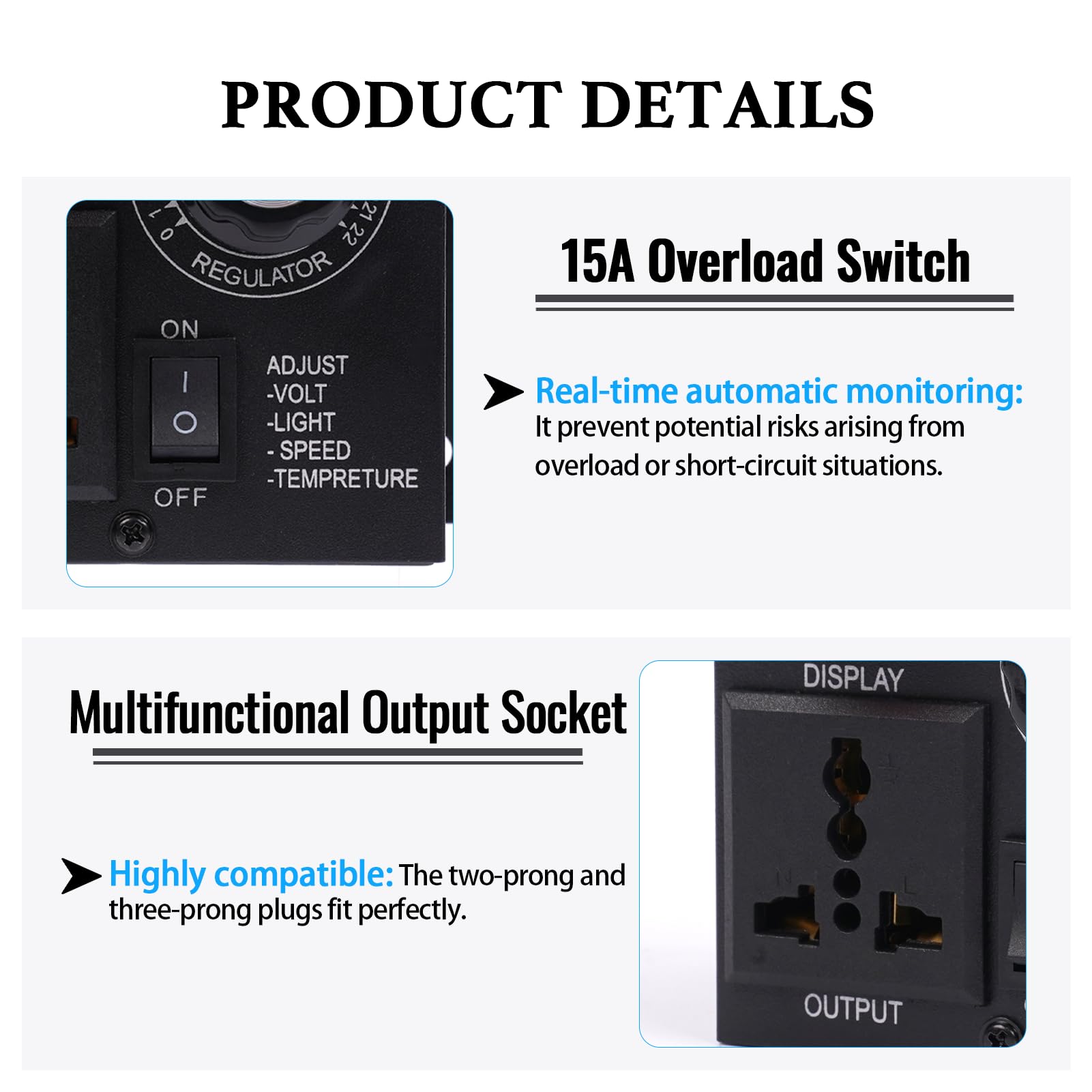 Variable Speed Controller for AC Motors - 120V SCR Fan Speed Regulator with LED Display | Perfect for HVAC, Industrial Equipment & Home Appliances