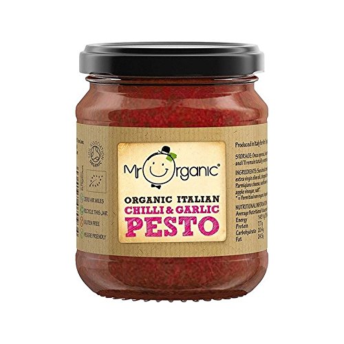 Organic Chilli & Garlic Pesto Sauce - 190g (Pack of 6) | Vegan, Gluten-Free | Perfect for Pasta, Pizza & Sandwiches | Authentic Italian Flavor