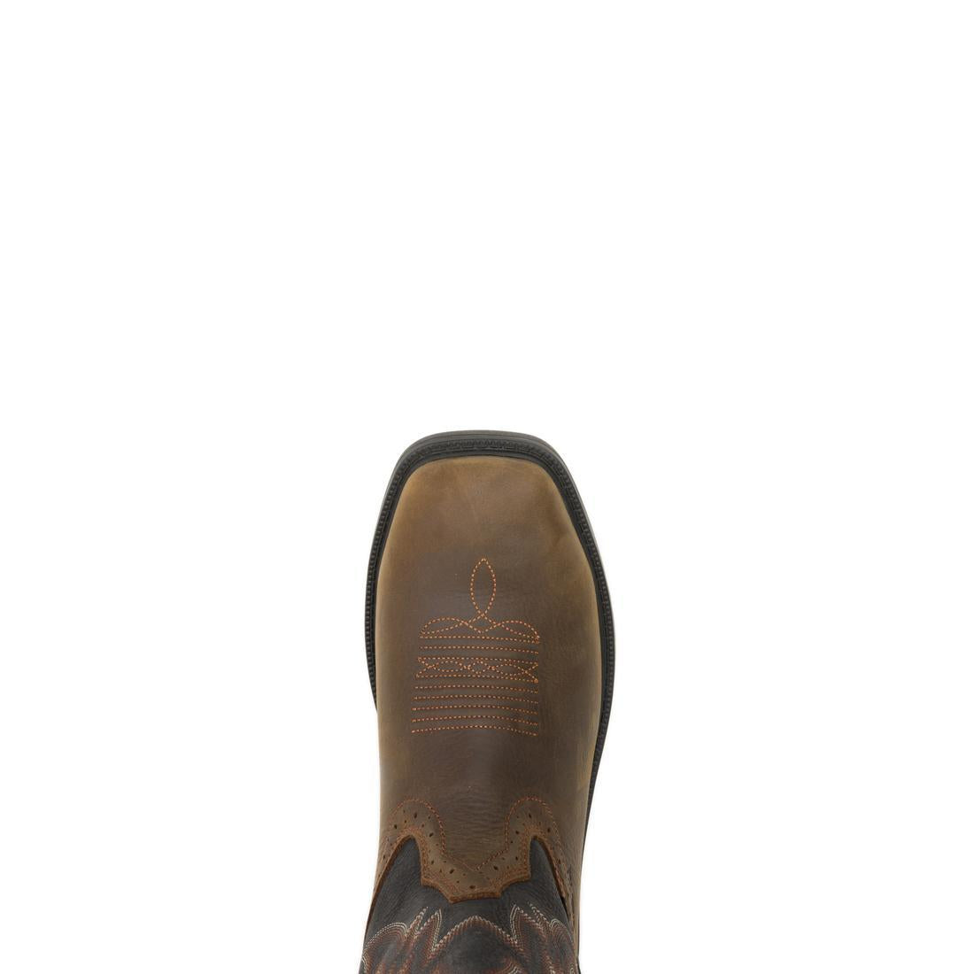 Premium Rancher Level Steel Toe Pull-On Wellington Work Boots for Men - Black/Brown - Waterproof & Slip-Resistant for Farming, Construction & Outdoor Work