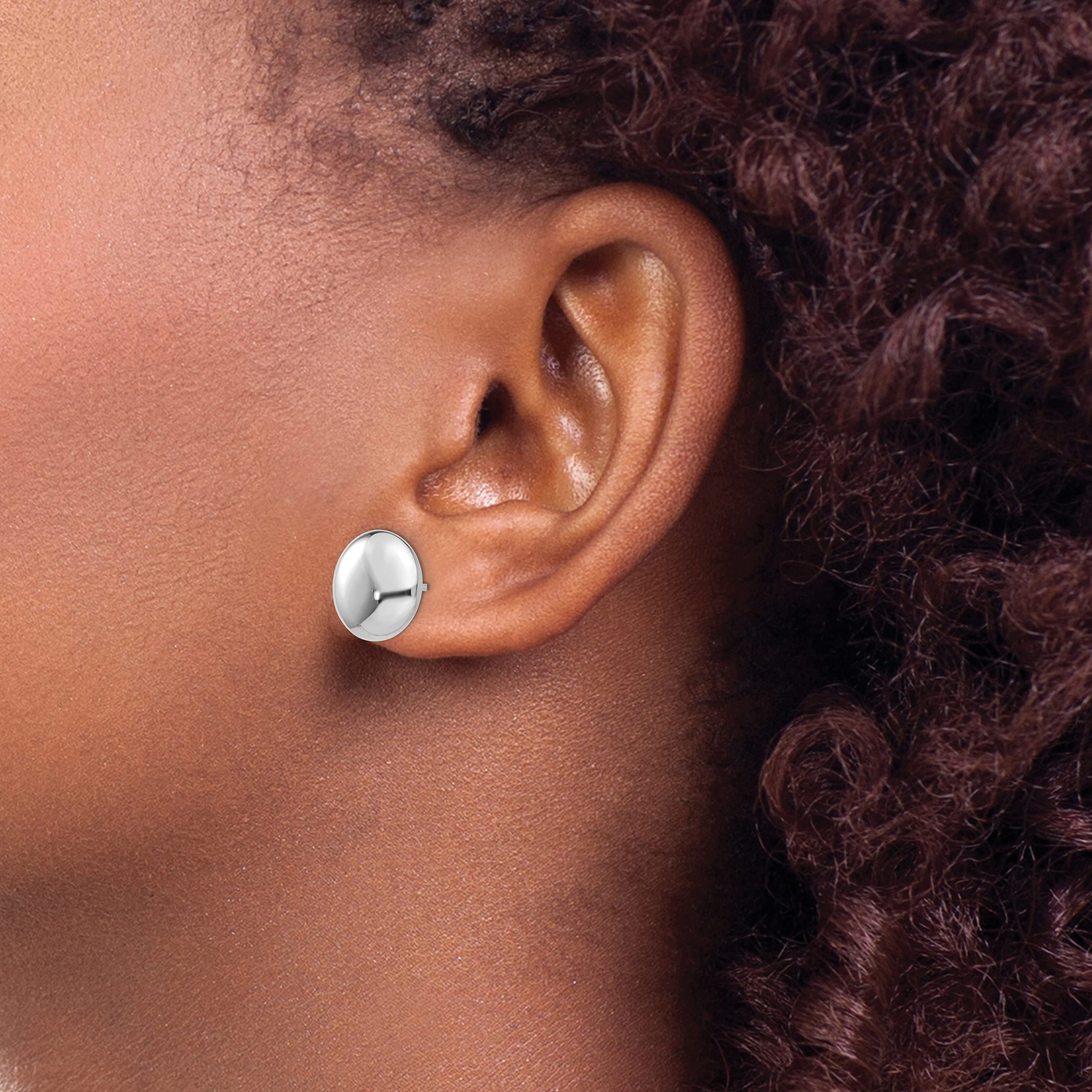 14K Solid White Gold 12mm Button Stud Earrings for Women - Minimalist Elegant Everyday Jewelry - Perfect for Work, Date Night & Special Occasions