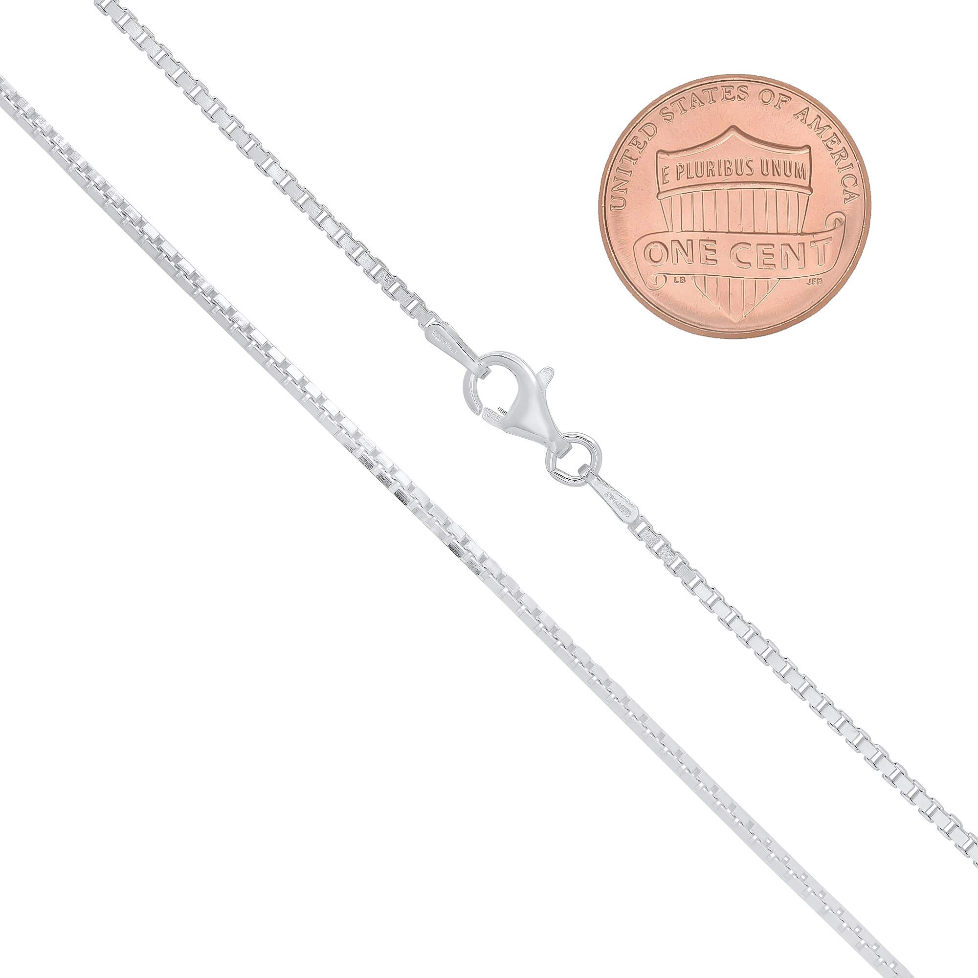 1.5mm Solid .925 Sterling Silver Square Box Chain Necklace for Women & Men - Durable Hypoallergenic Jewelry Gift with Elegant Gift Box - Perfect for Everyday Wear, Special Occasions & Gifting