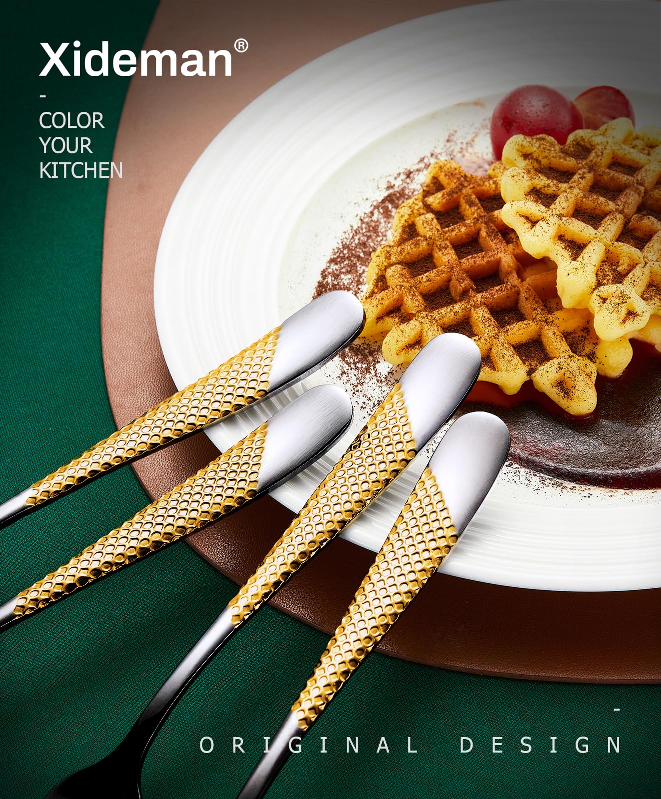 Xideman® 12-Piece Premium Hammered Salad Forks Set - 6.7 Inch 18/10 Stainless Steel Mirror Polished Silverware - Elegant Dessert Forks for Home Kitchen & Restaurant Use - Dishwasher Safe (Silver/Gold) - Perfect for Dinner Parties, Weddings & Catering Events
