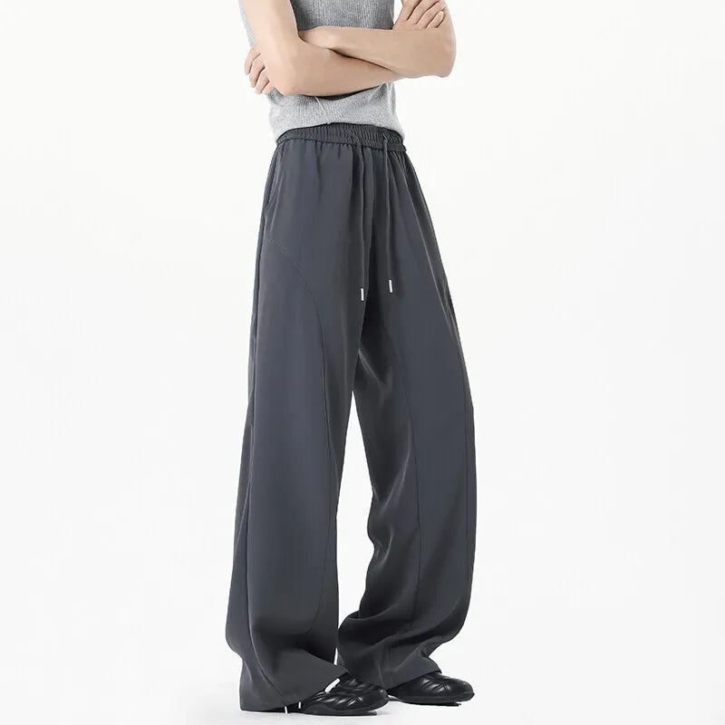 Stylish American Men's Suit Pants - Straight Leg, Solid Color, Elastic Waist Trendy Trousers for Business & Casual Wear | Perfect for Office, Weddings & Formal Events | Model 9W1882