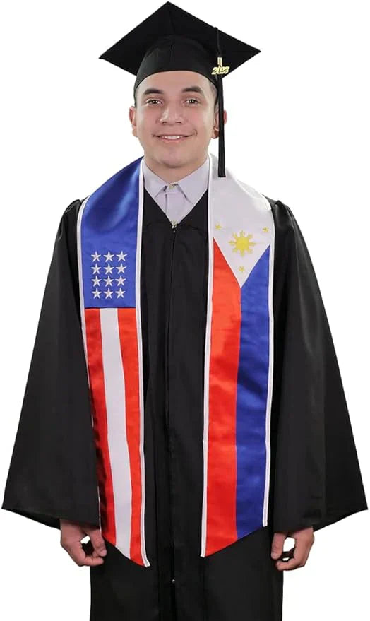 International Flag Graduation Stole - Multicolor Sash for Graduation Ceremony - Perfect for High School & College Commencement