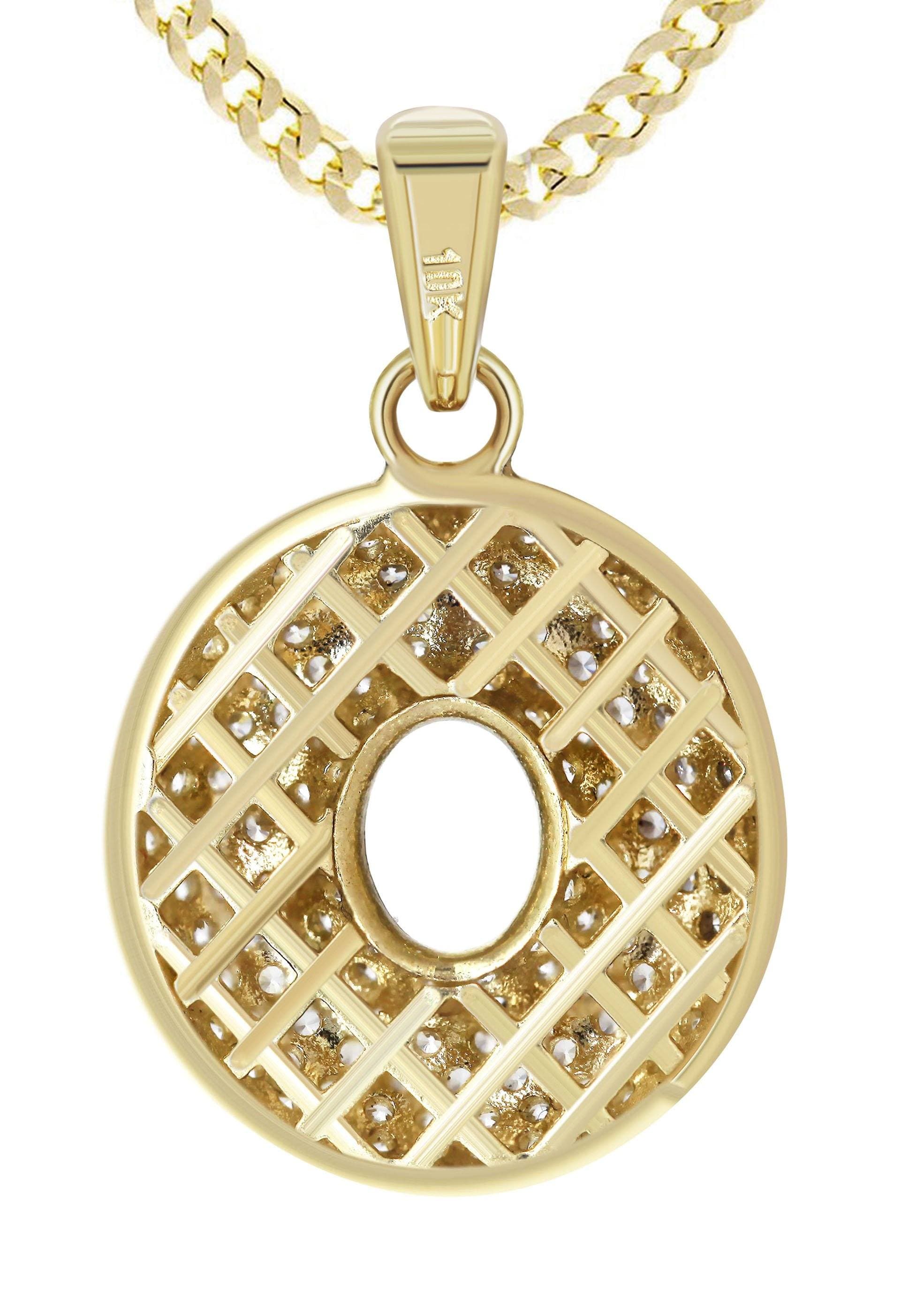 10K Yellow Gold Bubble Letter O CZ Necklace for Women | 13.5 Grams Dainty Pendant Necklace | Perfect Gift for Birthday, Anniversary & Valentine's Day