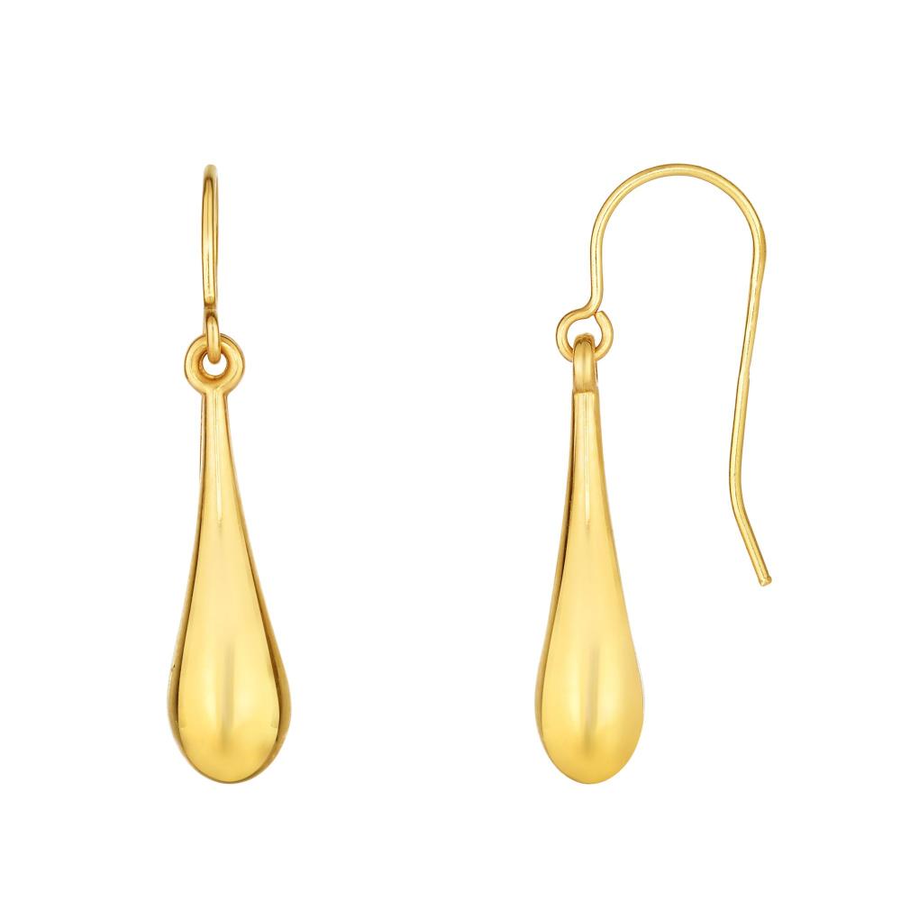 10K Gold Polished Tear Drop Earrings for Women - Elegant Dangle Drop Earrings for Everyday Wear, Parties & Special Occasions