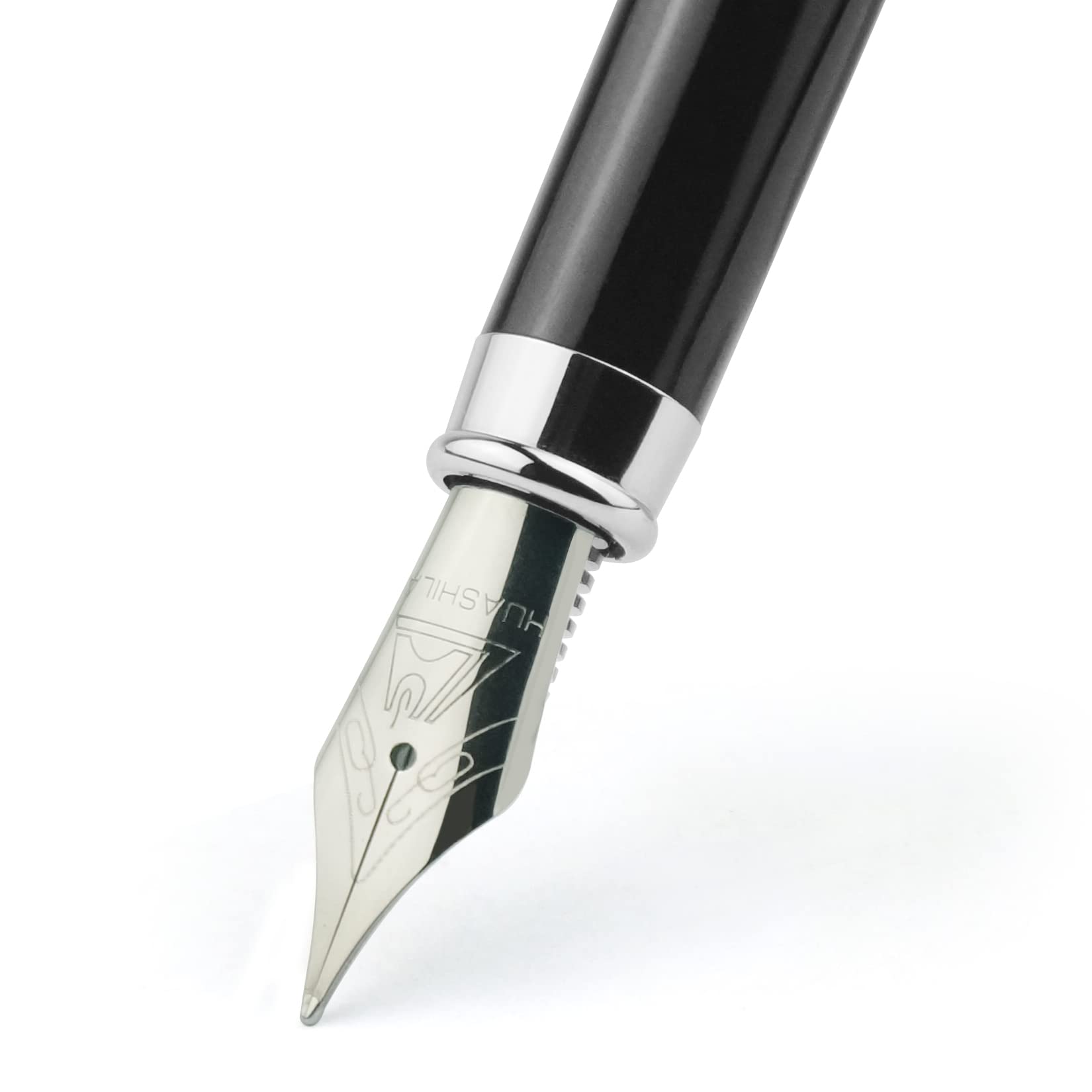 Premium STONEGO Metal Fountain Pen with Ink Refill Converter - Classic Calligraphy Pen for Writing, Drawing & Journaling - 0.5mm Medium Nib Executive Business Gift for Men & Women - Ideal for School, Office & Professional Use (Silver)