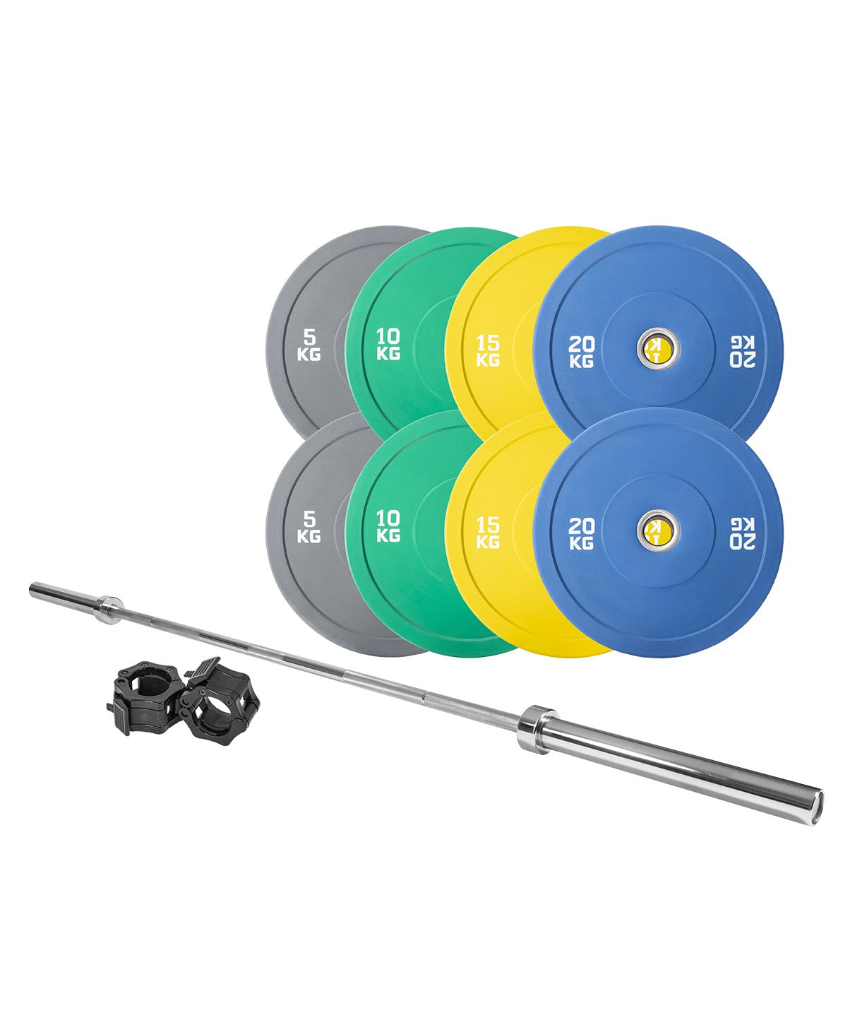 100kg Colored Bumper Plates Set - Olympic Weightlifting & CrossFit Training Equipment for Home Gym Strength Workouts