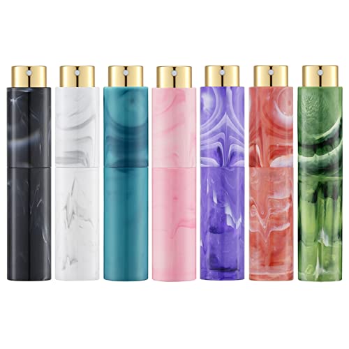 Tekson 10ML Perfume Atomizer Travel Set (7 PCS) - Refillable Cologne Spray Bottles, Mini Empty Dispenser for Fragrance - Perfect for Travel, Gym, Purse & On-The-Go Use