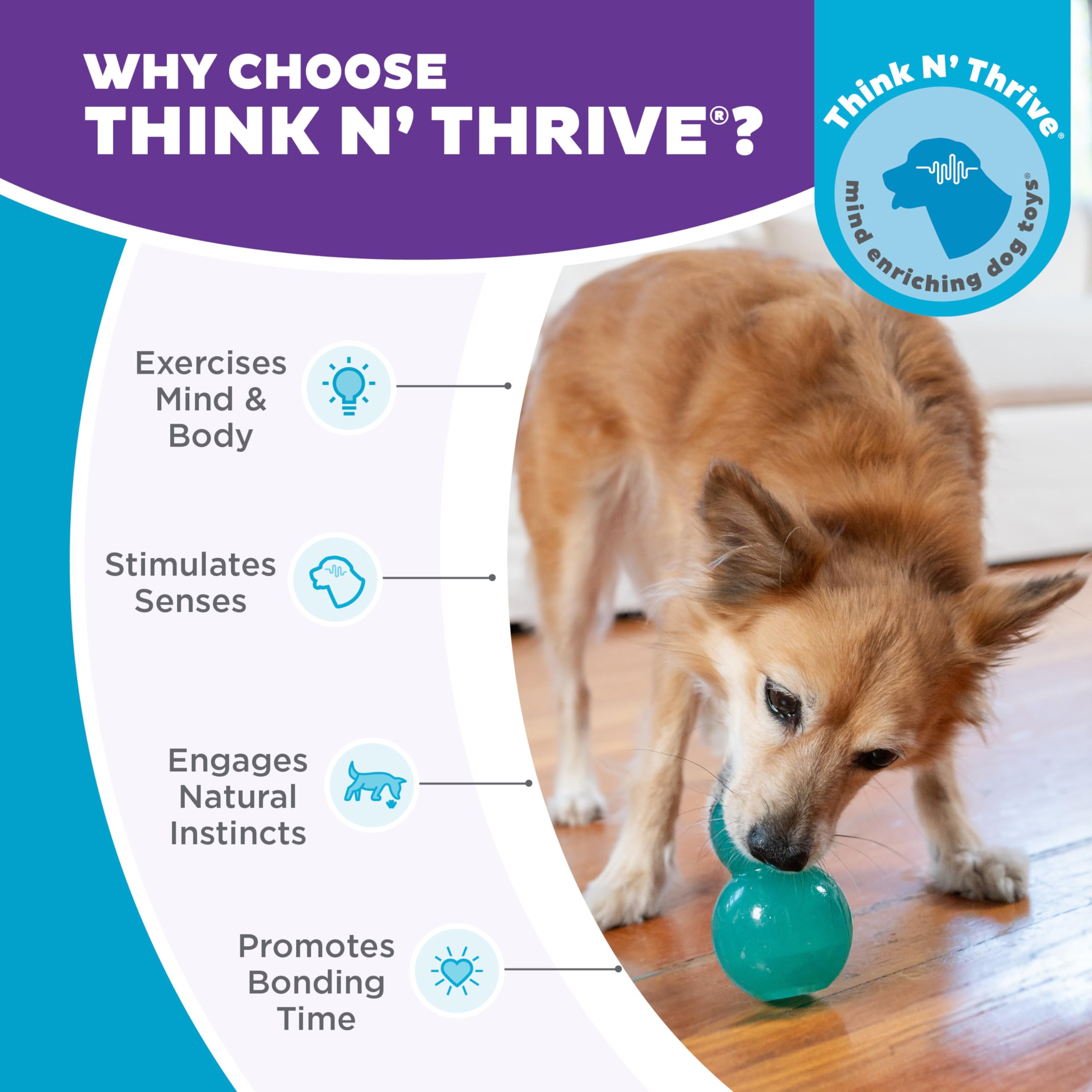 Outward Hound Durable Double-Tuff Interactive Treat Stuffer Dog Chew Toy - Medium Blue for Aggressive Chewers | Perfect for Training, Boredom Relief & Mental Stimulation