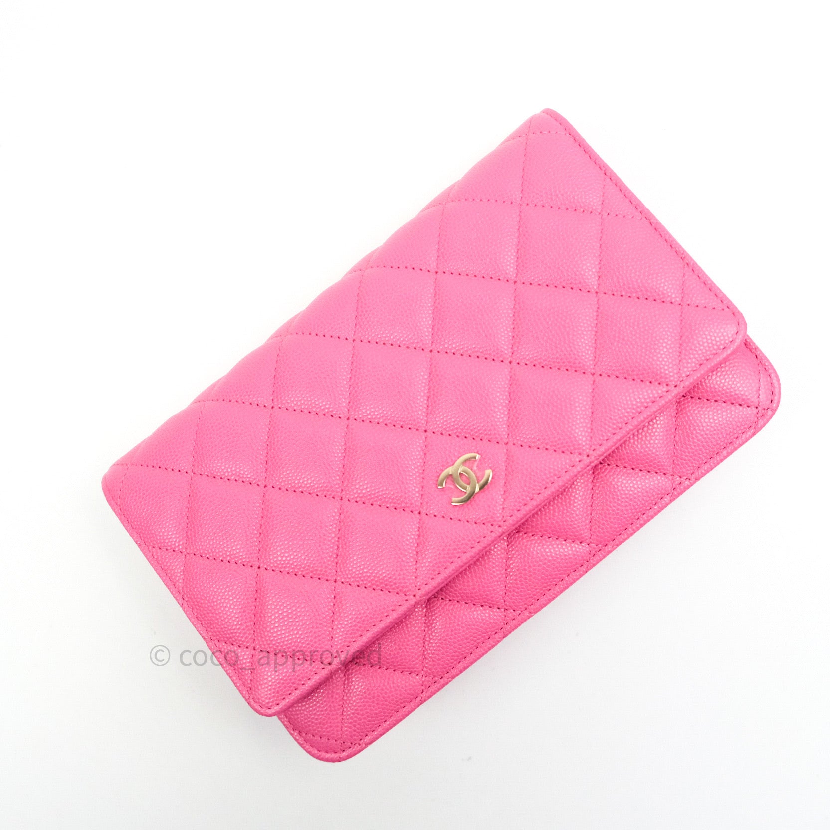 Chanel Caviar Quilted Wallet on Chain WOC in Pink with Light Gold Hardware - Perfect for Evening Events, Date Nights & Luxury Fashion Accessories