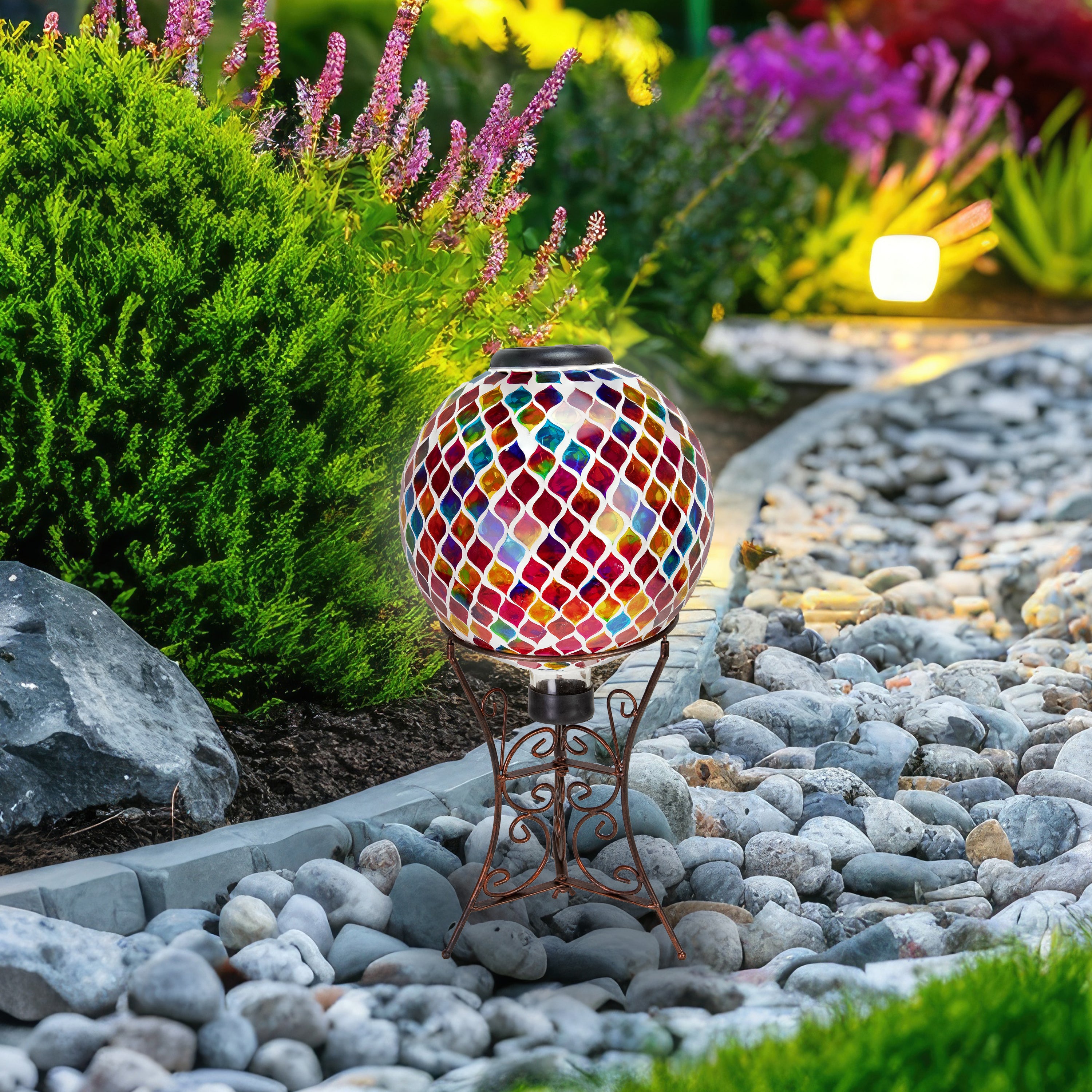 Black Steel Decorative Scroll Outdoor Gazing Ball Stand - 11