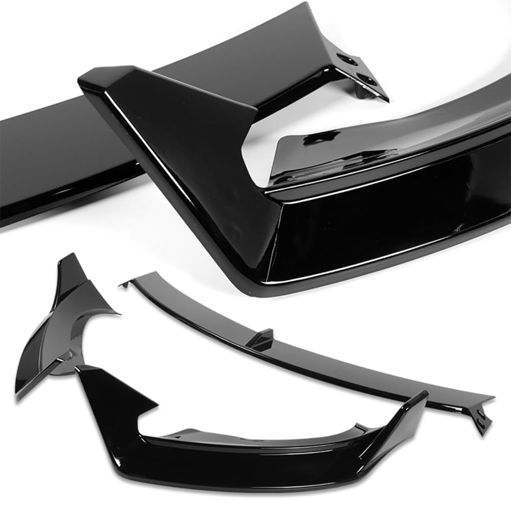 5PCS Front Bumper Lip + Side Skirt Rocker Winglet Canard Diffuser Wing Kit for 2024-2025 Tesla Model 3 Sedan - Painted Black Front Lip Air Chin Spoiler Body Splitter - Enhance Aerodynamics & Sporty Styling for Street Racing & Car Shows