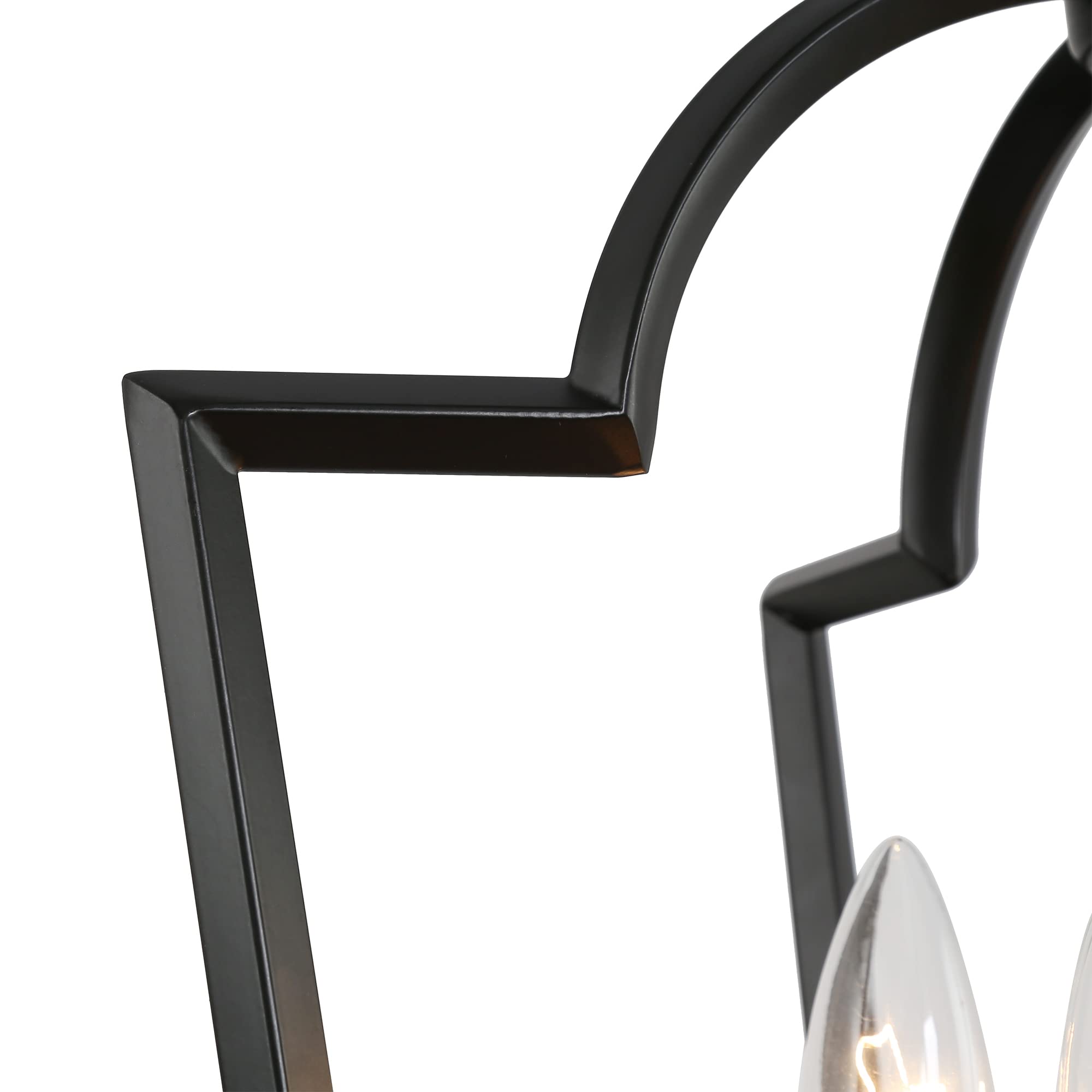 Modern Black & Gold Chandelier - 4-Light Lantern Pendant Light Fixture for Kitchen Island, Dining Room, Living Room, Bedroom, Foyer & Entryway | Elegant Lighting for Home Decor & Interior Design