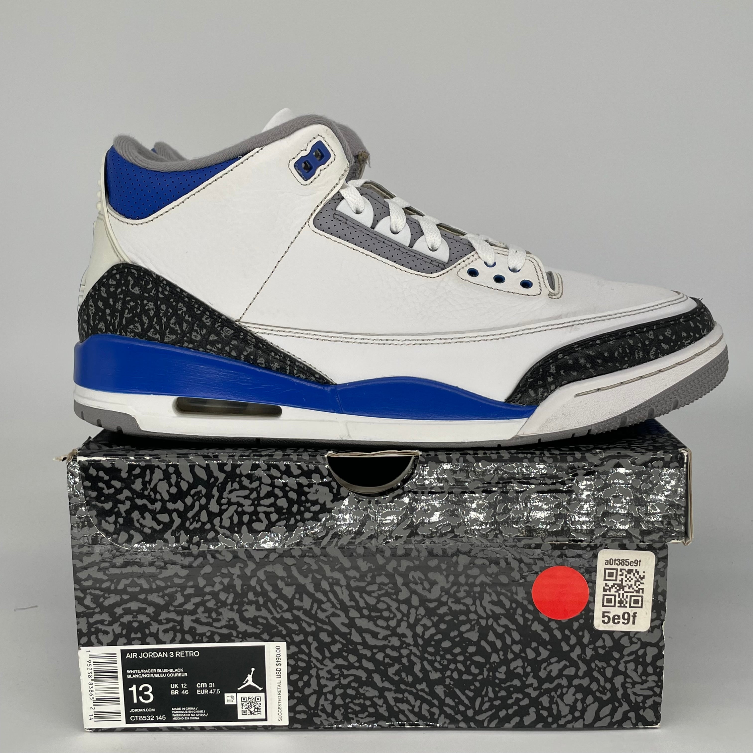 AIR JORDAN 3 RACER BLUE Men's Basketball Shoes Size 13 - CT8532-145 | Retro Sneakers for Running, Training & Streetwear Fashion