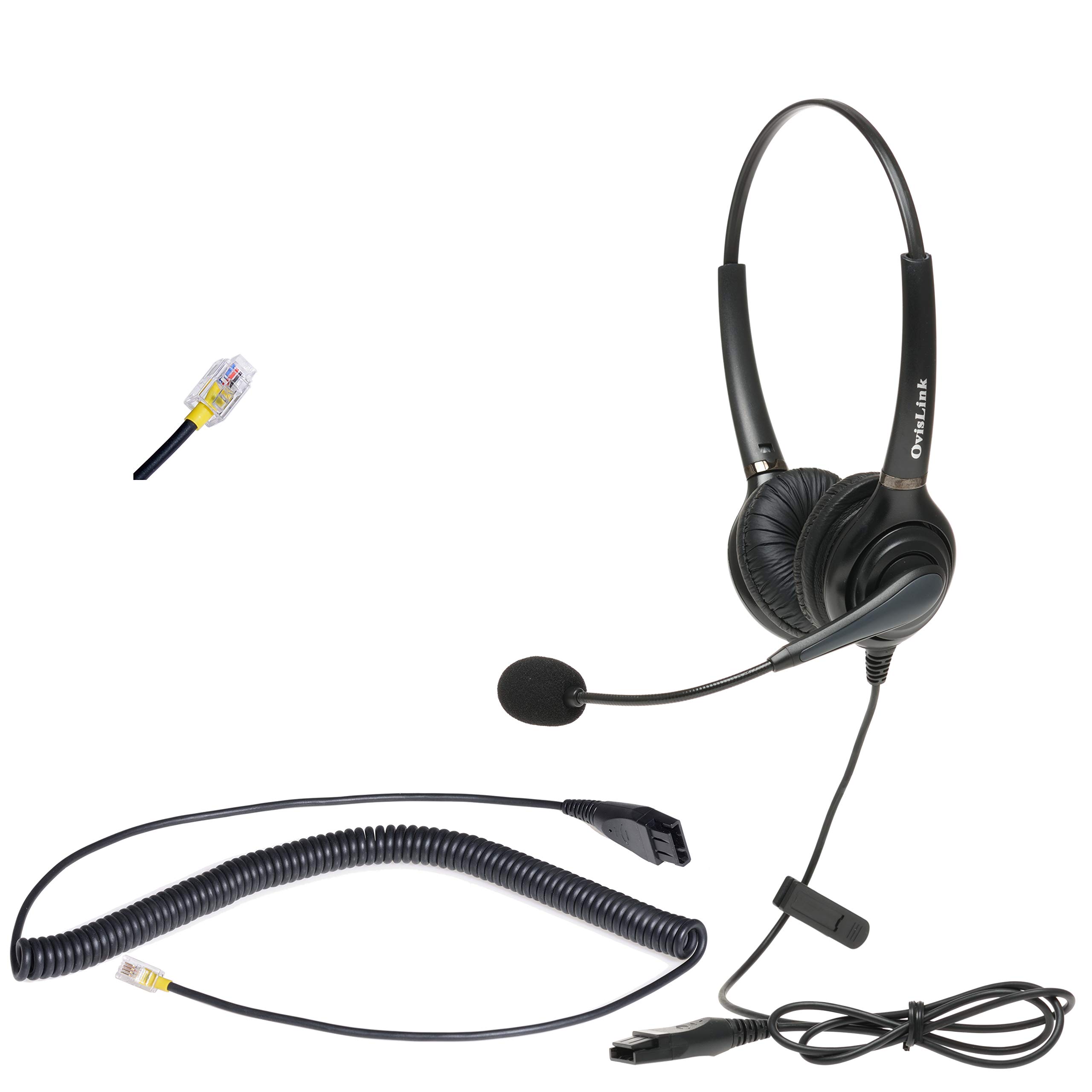Professional Dual Ear Call Center Headset for Cisco Unified IP Phone - Noise Canceling, Comfortable Fit, Crystal Clear Sound with RJ9 Quick Disconnect Cord - Perfect for Office, Customer Service & Remote Work