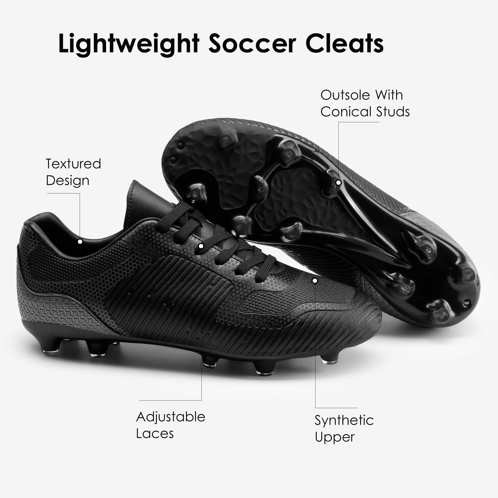 DREAM PAIRS Men's Firm Ground Soccer Cleats - Lightweight Football Shoes for Outdoor Turf & Grass - Perfect for Training, Matches & Casual Play