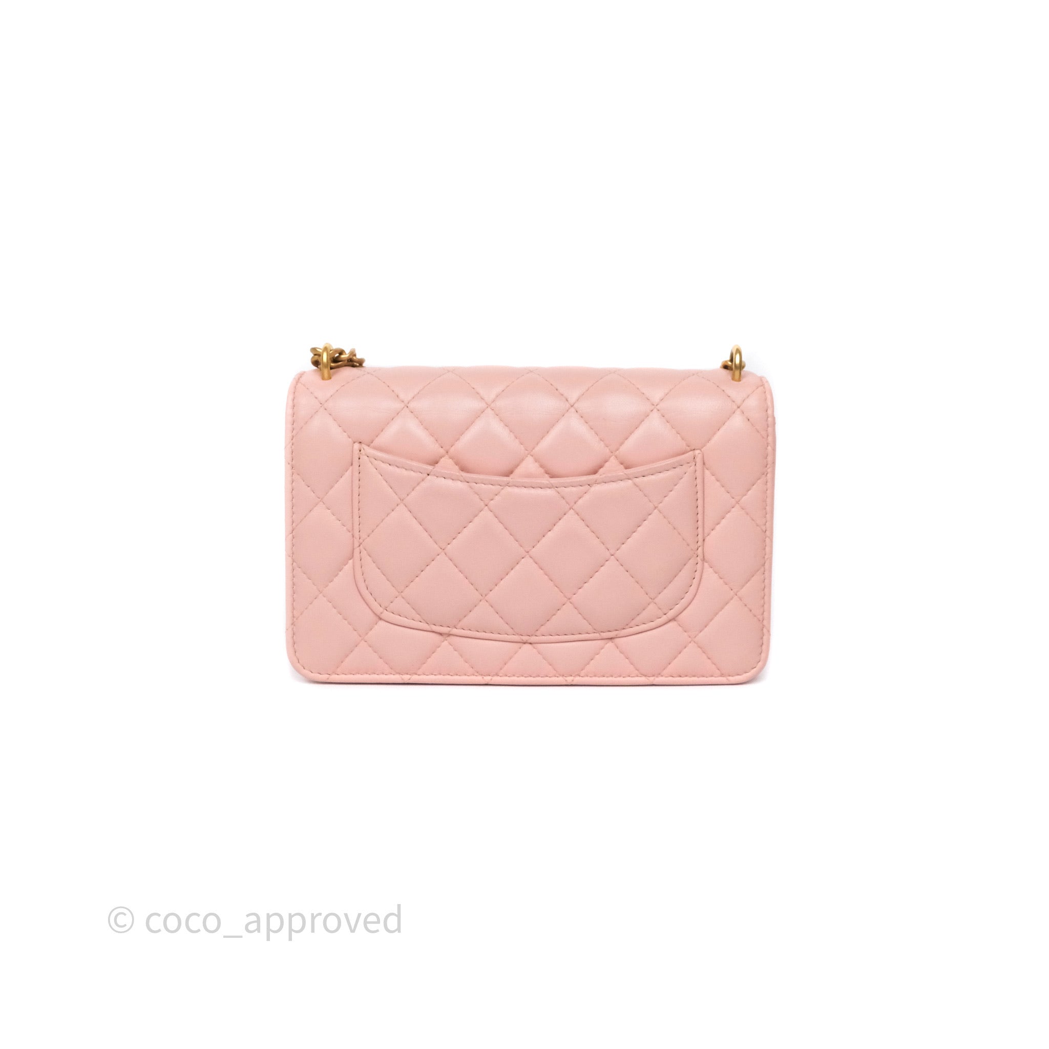 Chanel Camellia Crush Wallet on Chain WOC in Pink Lambskin with Aged Gold Hardware - Elegant Crossbody Bag for Women, Perfect for Parties, Dates & Evening Events