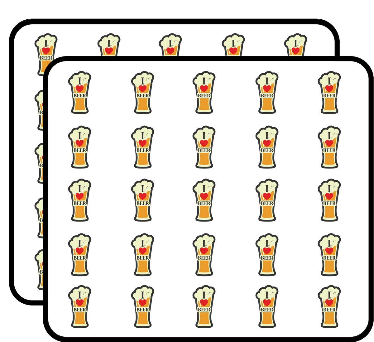 I Love Beer Glass Stickers - 50 Pack for Scrapbooking, DIY Crafts, Bullet Journals, Albums & Calendars - Perfect for Home Decor, Party Favors & Gift Wrapping