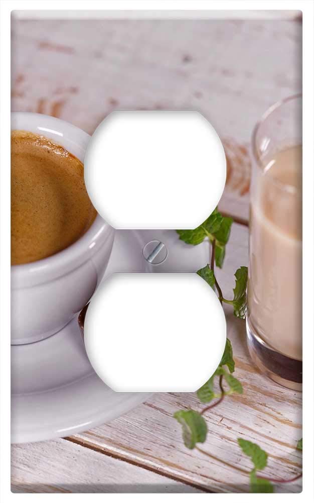 Decorative Switch Plate Outlet Cover - Coffee Cup & Espresso Mug Design for Kitchen, Cafe, or Office Decor | Durable & Stylish Wall Plate for Home & Commercial Use