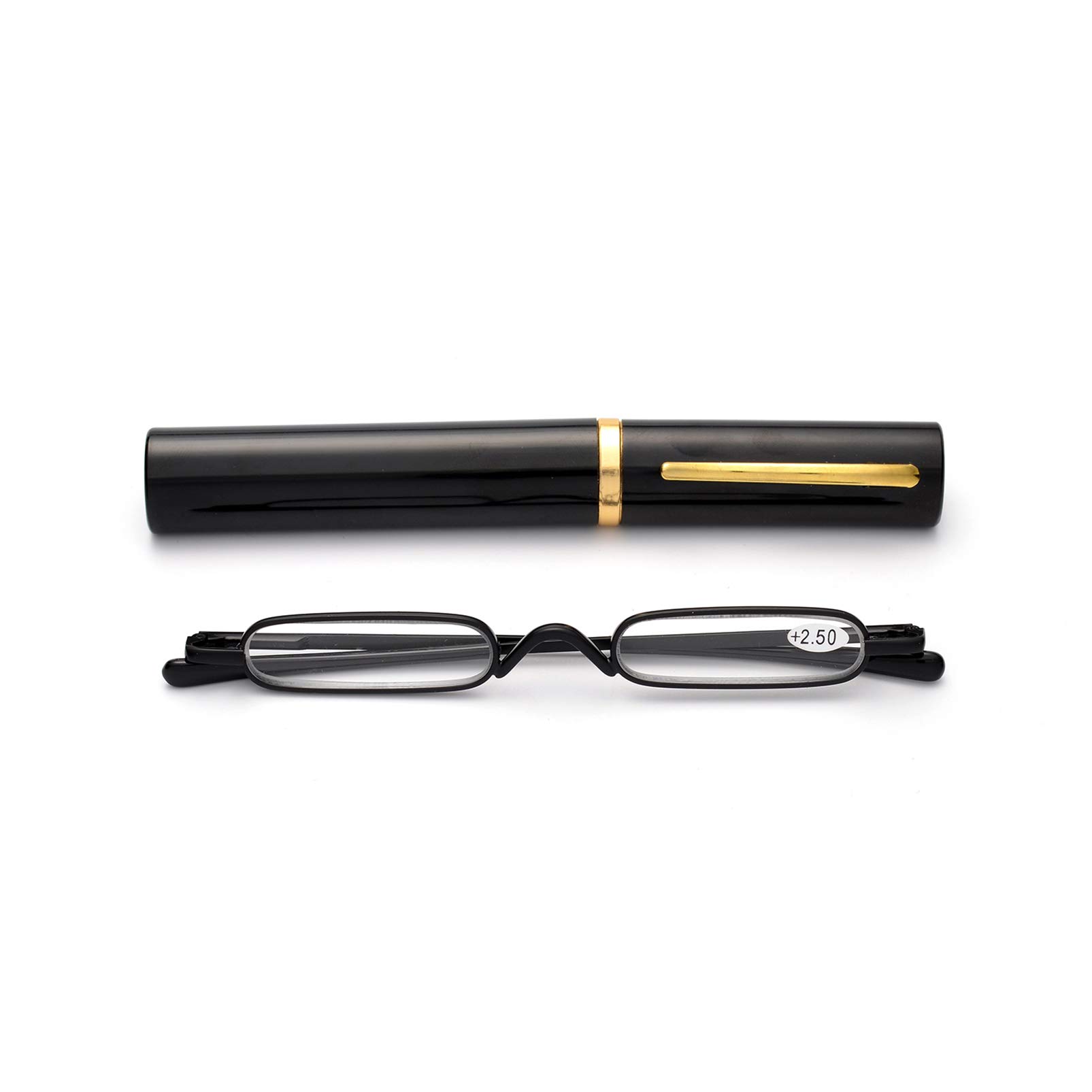 ZUVGEES Lightweight Compact Reading Glasses with Pen Clip & Tube Case - Portable Slim Readers for Men & Women - Perfect for Travel, Office, and Everyday Use