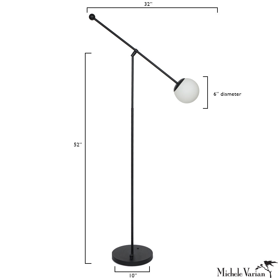 Modern Black Globe Axis Floor Lamp - Adjustable LED Standing Light for Living Room, Bedroom, or Office - Stylish Home Decor Lighting Fixture