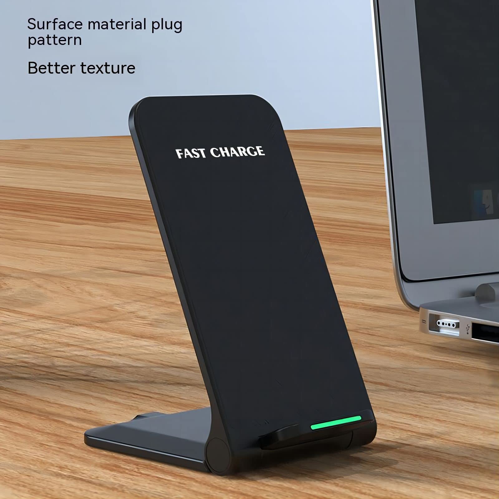 15W Fast Wireless Charging Station with Sleep-Friendly Adaptive Light - Compatible with Samsung Galaxy, Google Pixel, LG & More Qi-Enabled Devices (Black) | Perfect for Bedside, Office & Travel Charging
