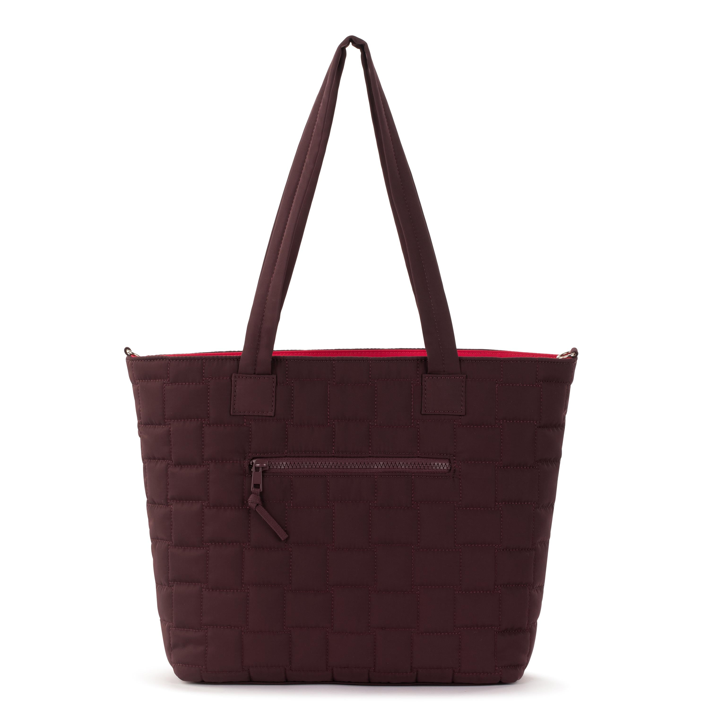 Willow Shoulder Tote Bag - Eco-Friendly Twill Fabric in Black Cherry Color - Woven Quilted Design - Perfect for Work, Travel & Everyday Use