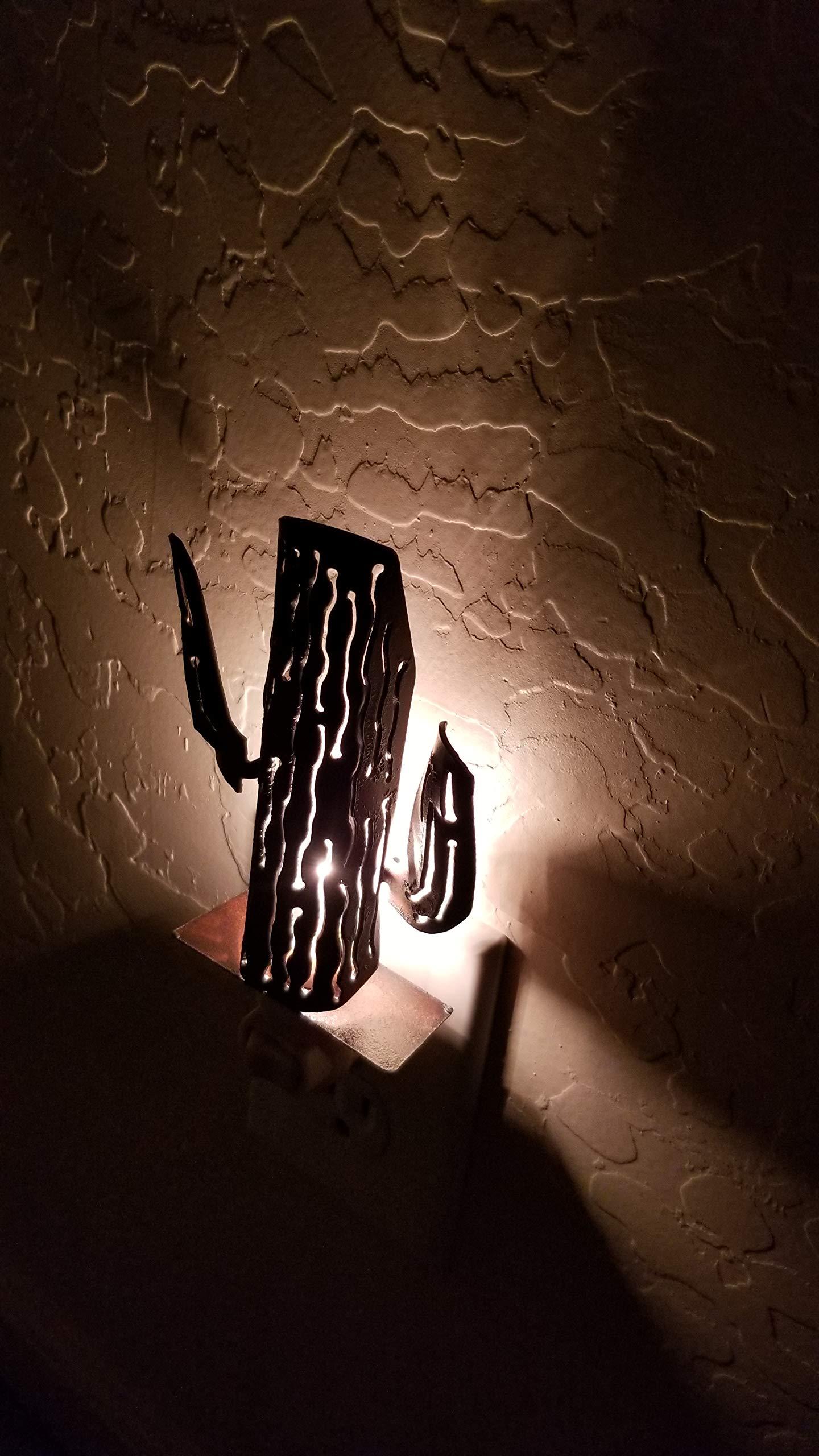 Rustic Saguaro Cactus Night Light - Handmade Rusted Steel Decor for Bedroom, Nursery, or Living Room - Perfect for Southwest Home Decor and Cozy Nighttime Ambiance